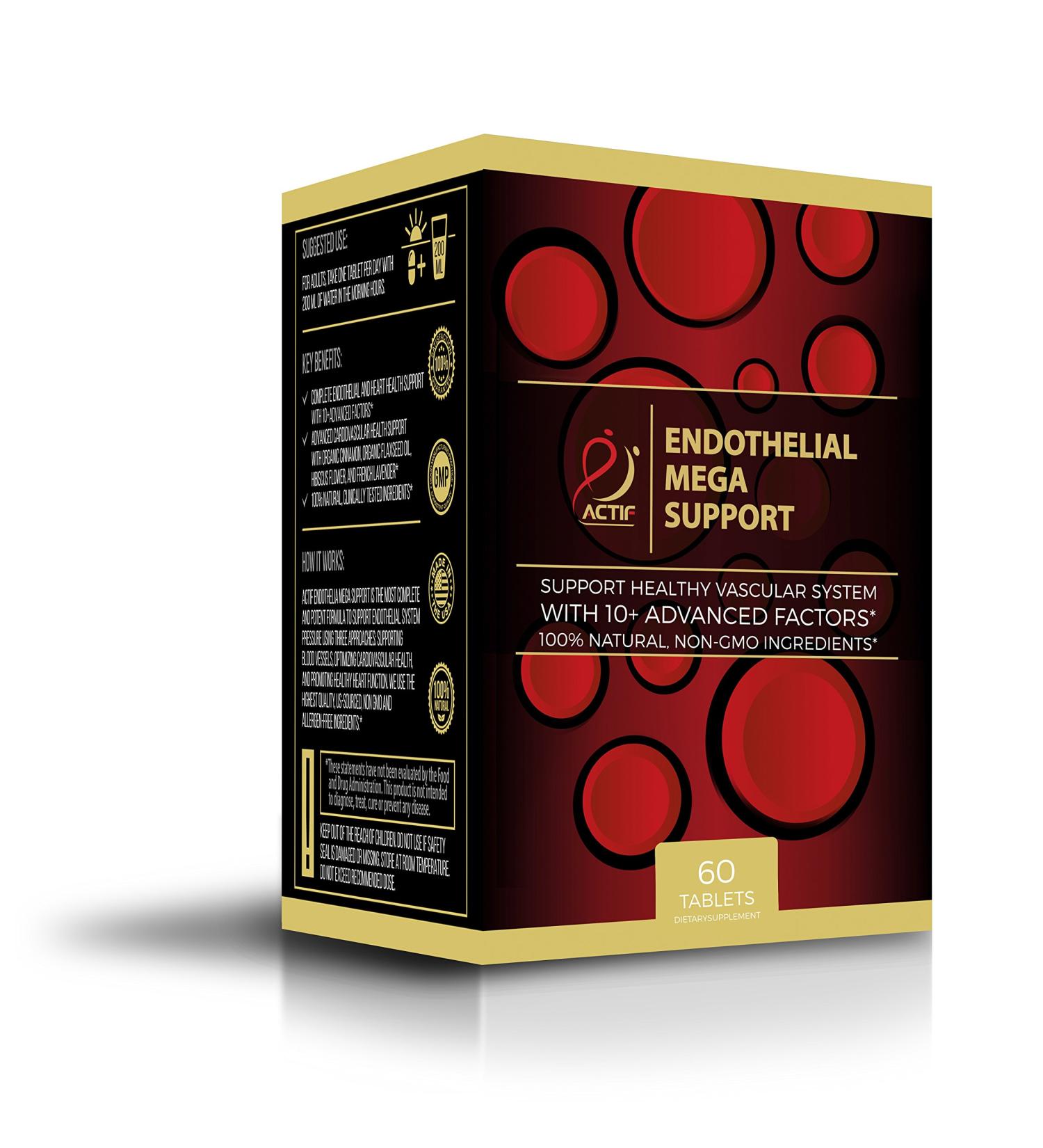 Actif Endothelial Mega Support - Maximum 10+ Factor System, 60 Count | Non-GMO - Buy Online on GoSupps.com