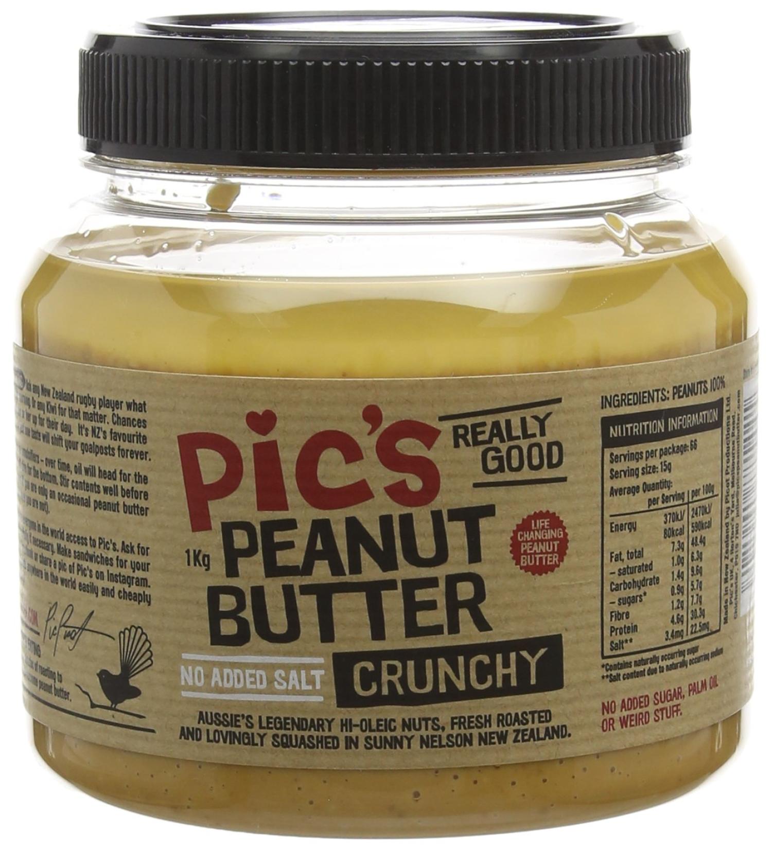 Pic's Peanut Butter No Added Salt Crunchy 1 kg - Buy Online on GoSupps.com