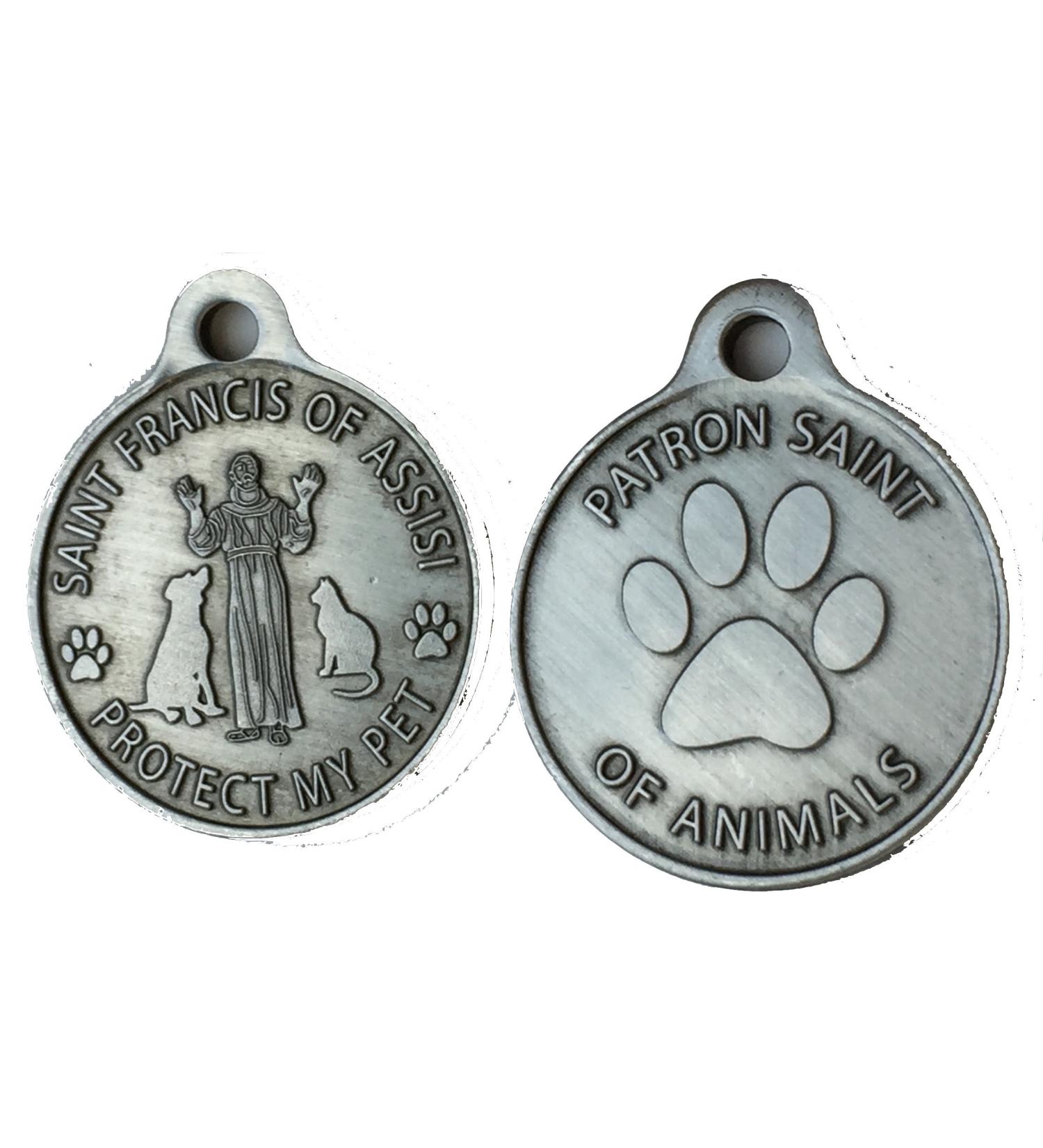 Saint Francis of Assisi Pet Protection Pewter Charm - RecoveryChip for Dogs and Cats - Buy Online on GoSupps.com