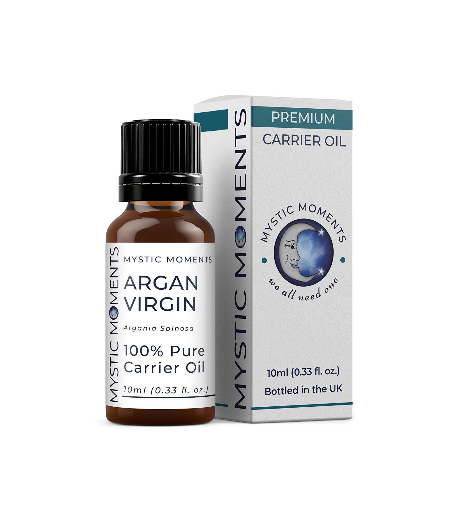 Mystic Moments Argan Virgin Carrier Oil 10ml - Pure Natural Vegan Oil for Hair Face Nails Aromatherapy & Massage - Non-GMO - Buy Online on GoSupps.com
