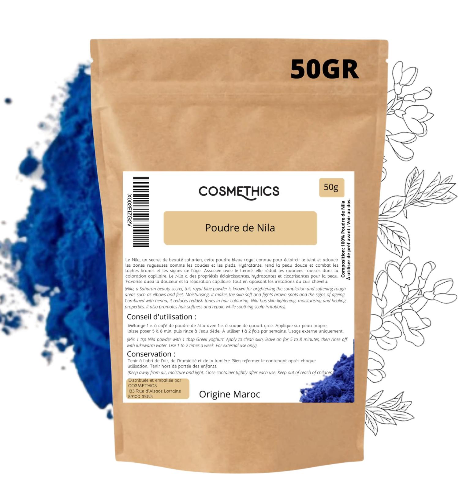 Cosm'Ethics - Poudre de Nila Bleue 50g Poudre Naturelle du Maroc pour Soin Visage & Cheveux Format D couverte clat Teint & Brillance Capillaire - Buy Online on GoSupps.com