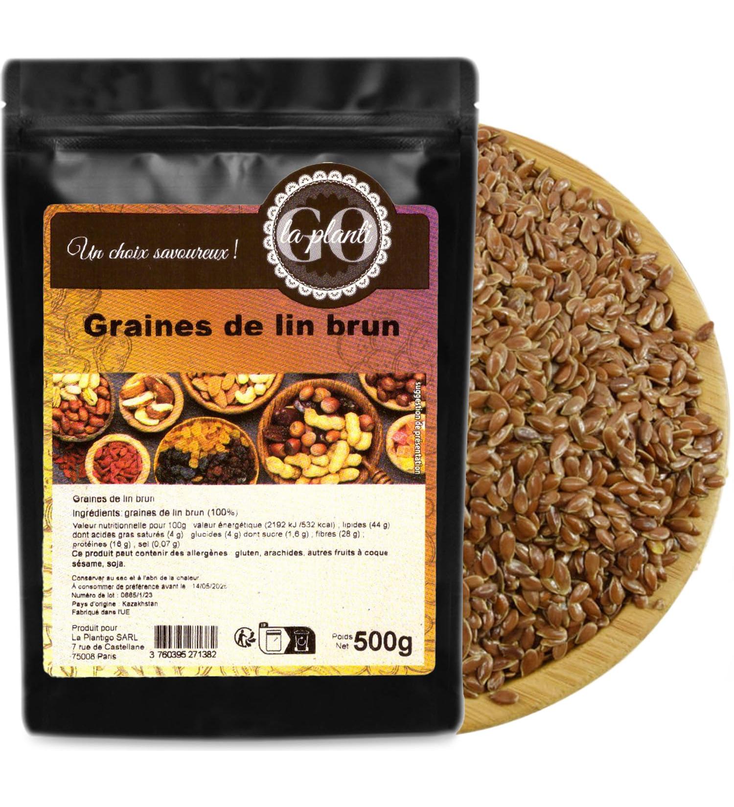Brown flax seeds 500 g - LA PLANTIGO - Buy Online on GoSupps.com