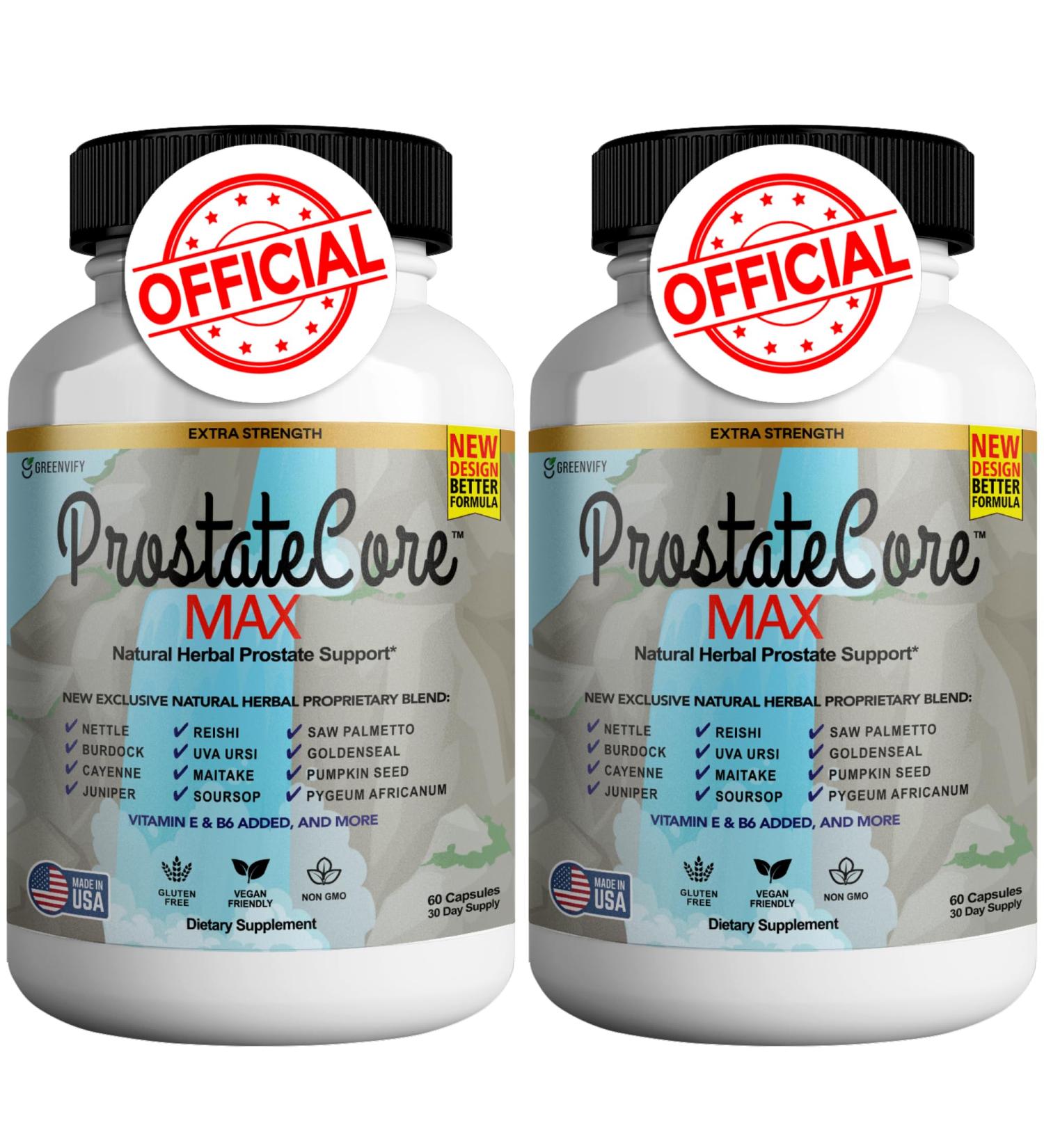 GREENVIFY ProstateCore Max Extra Prostate Supplements for Men Capsules Health Supplements - Maximum Strength All Natural to Support Normal & Healthy Function (120 Capsules) (2 Pack) - Buy Online on GoSupps.com