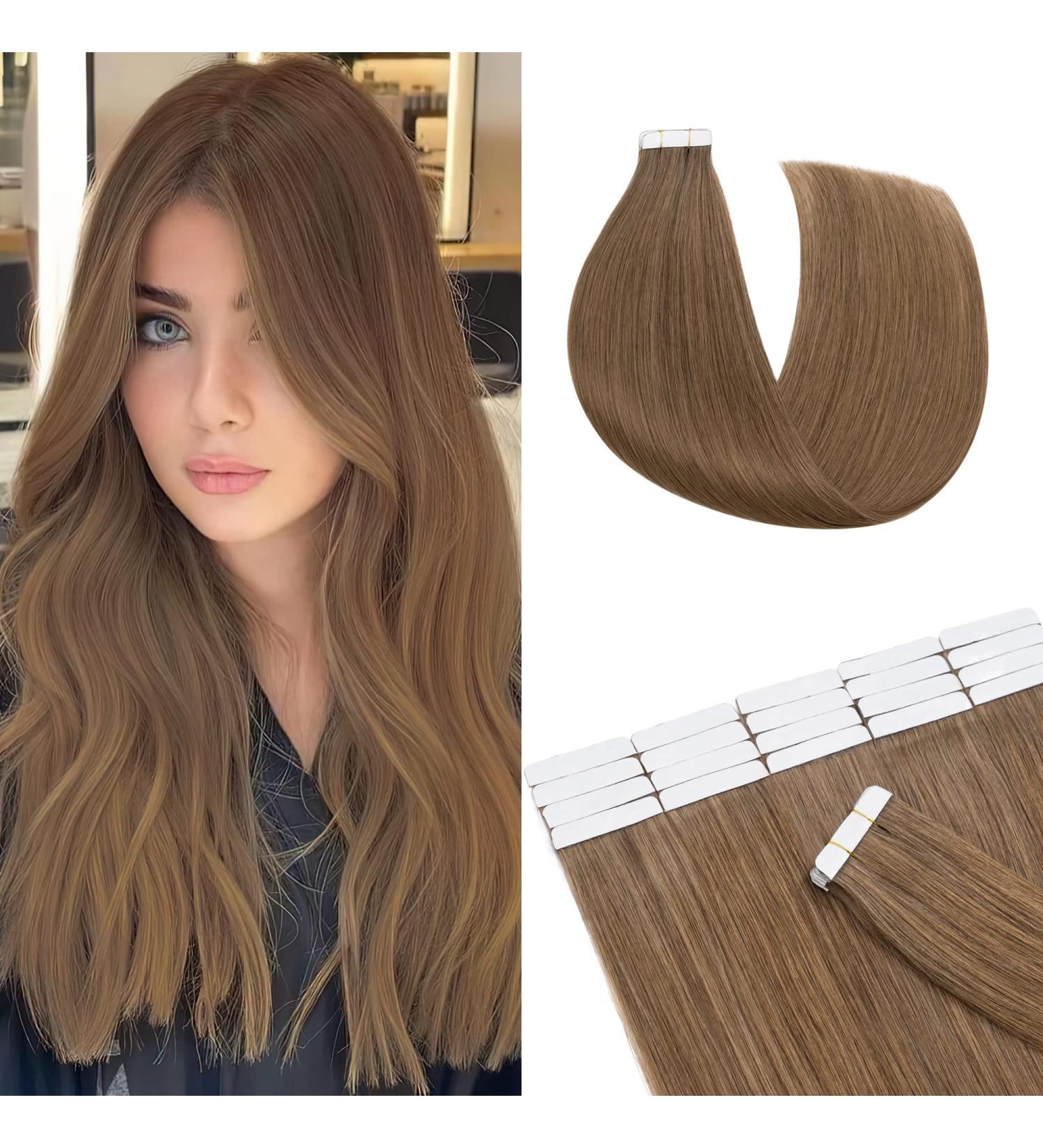 SEGO Glue on Hair Extensions 14 Seamless Straight 40g - 20pcs #6 Light Brown Human Hair - Buy Online on GoSupps.com