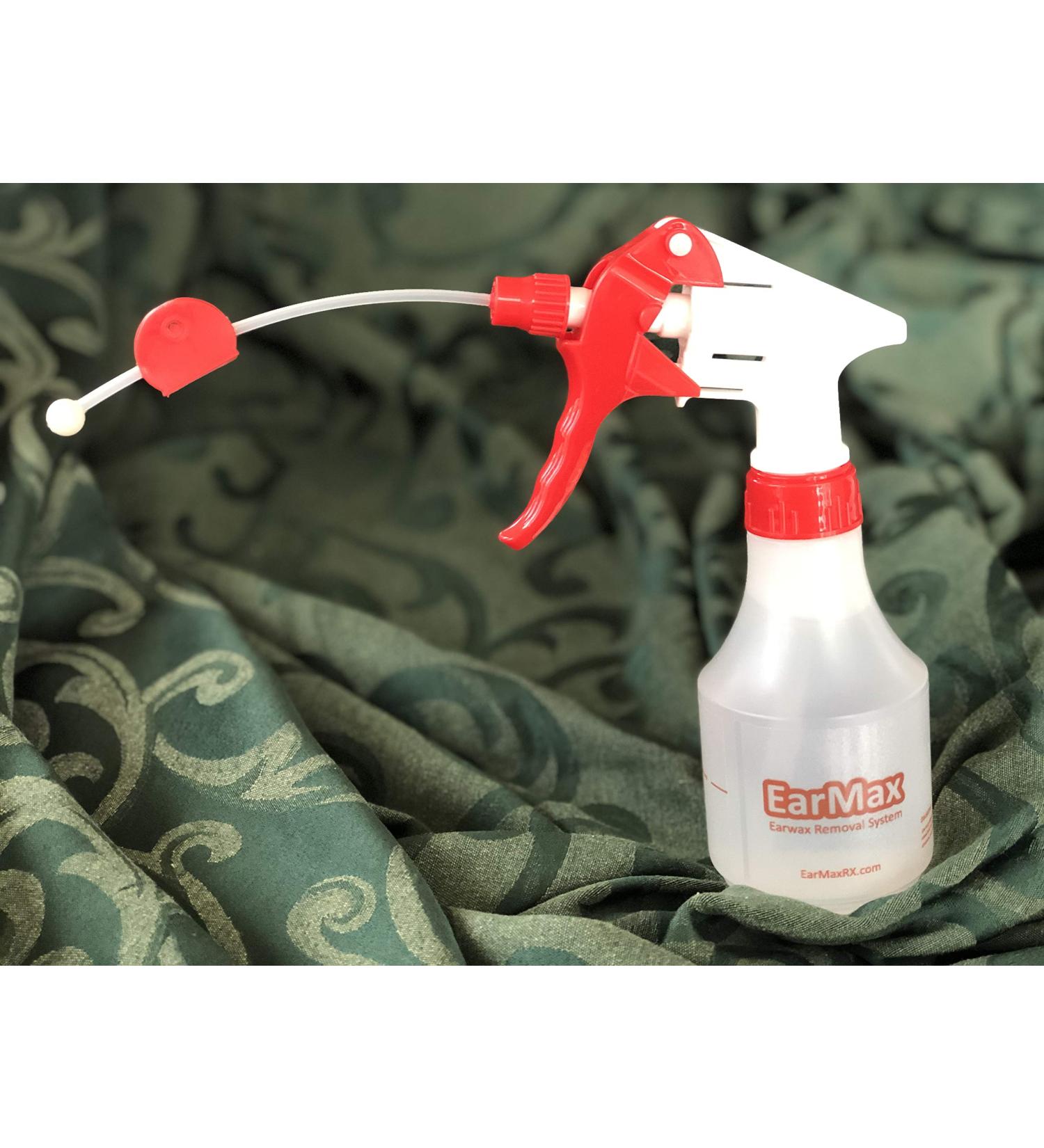 EarMax Cleaner - Ear Wax Buildup Removal Spray Bottle Wash & Remover Irrigation System to Flush Ears Rx for Adults & Kids Red