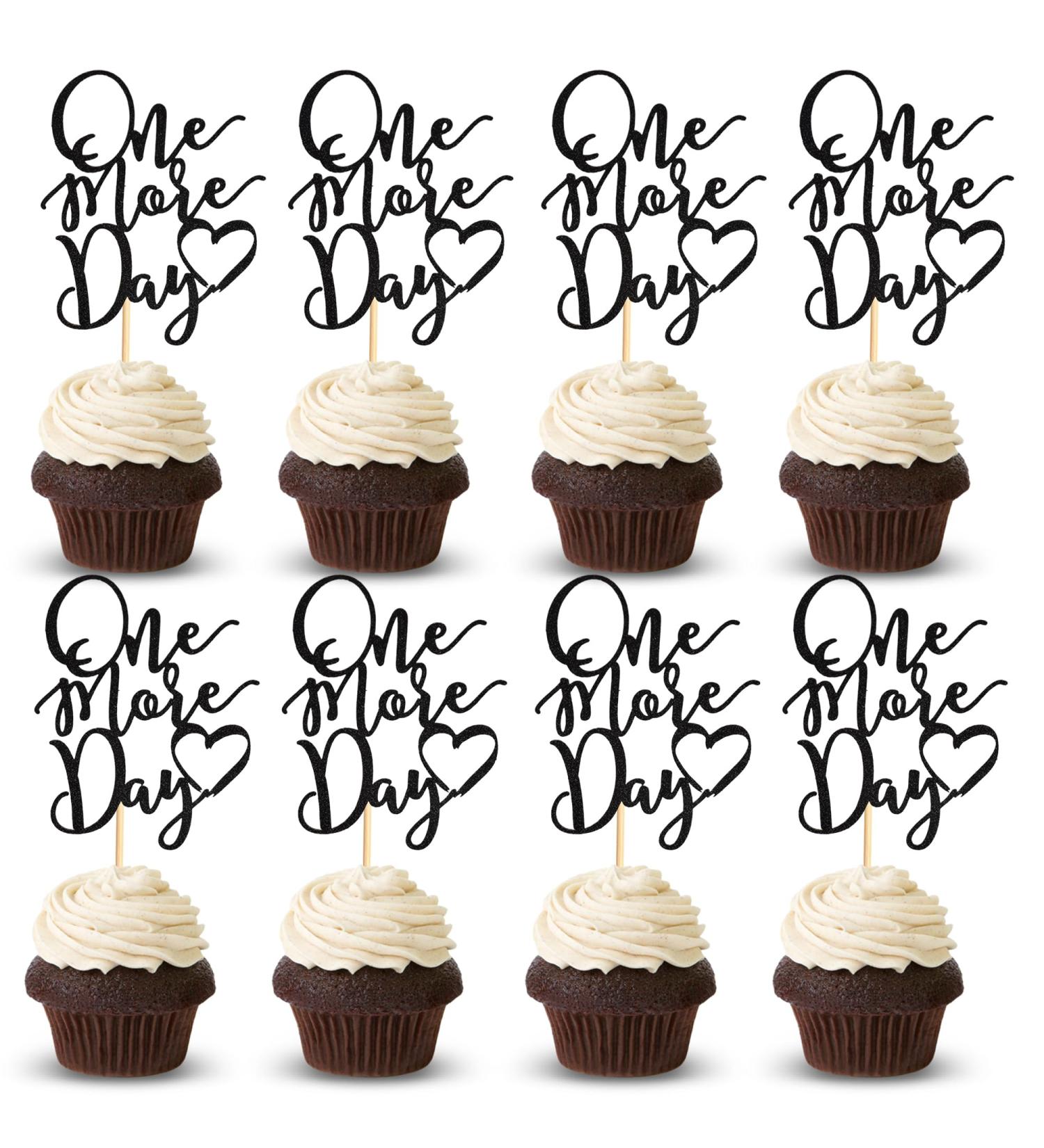 Arthsdite 24Pcs One More Day Cupcake Toppers Glitter Wedding Rehearsal Dinner Cupcake Picks Decoration for Wedding Countdown Theme Party Cake Decorations Supplies - Black Glitter - Buy Online on GoSupps.com