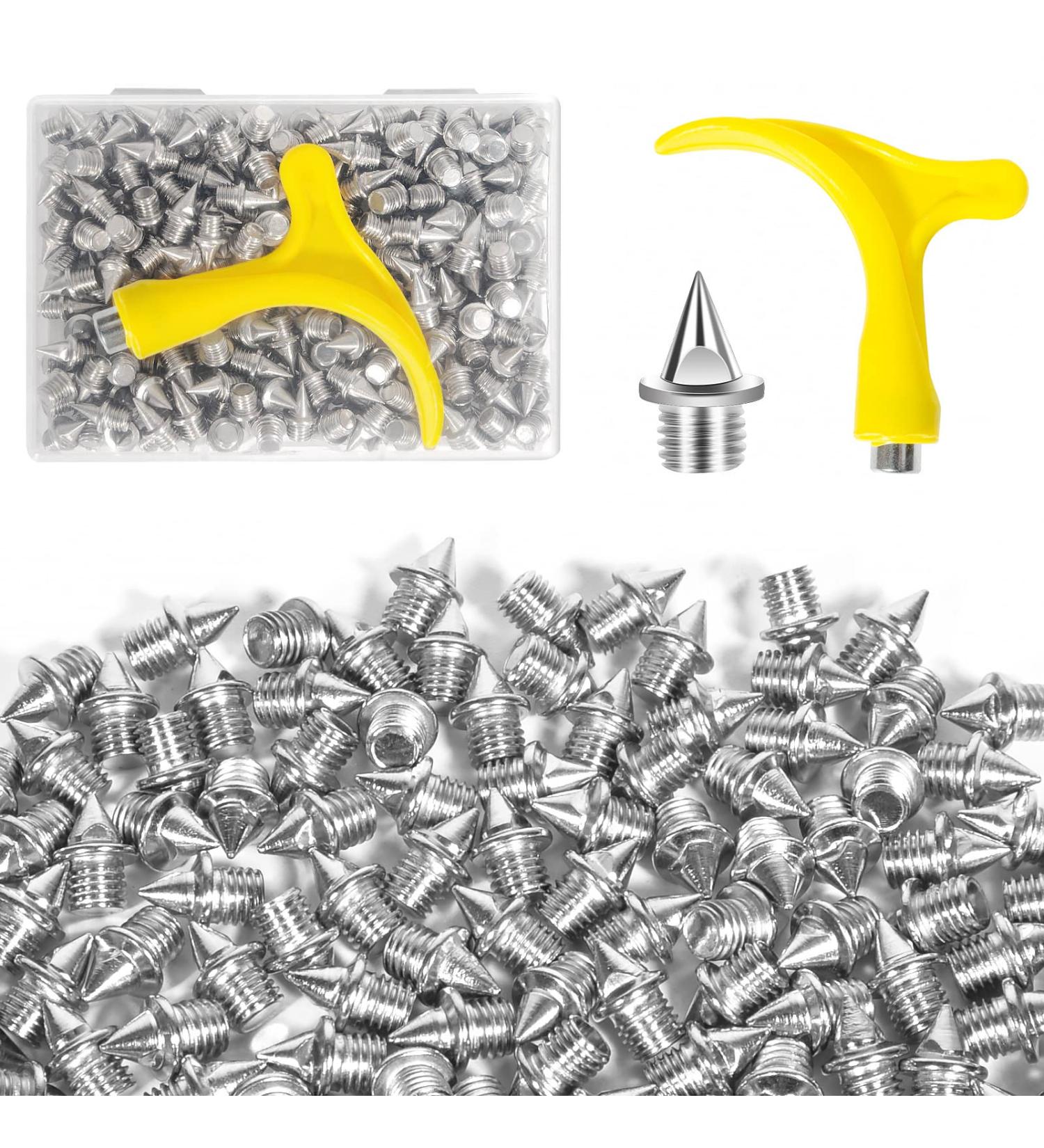 130 Pcs Stainless Steel 3/16 Inch Spikes with Wrench - Replacement for Track Shoes, Ice Cleats - Pyramid Spikes for Hiking, Running, High Jumping - Storage Box Included - Buy Online on GoSupps.com