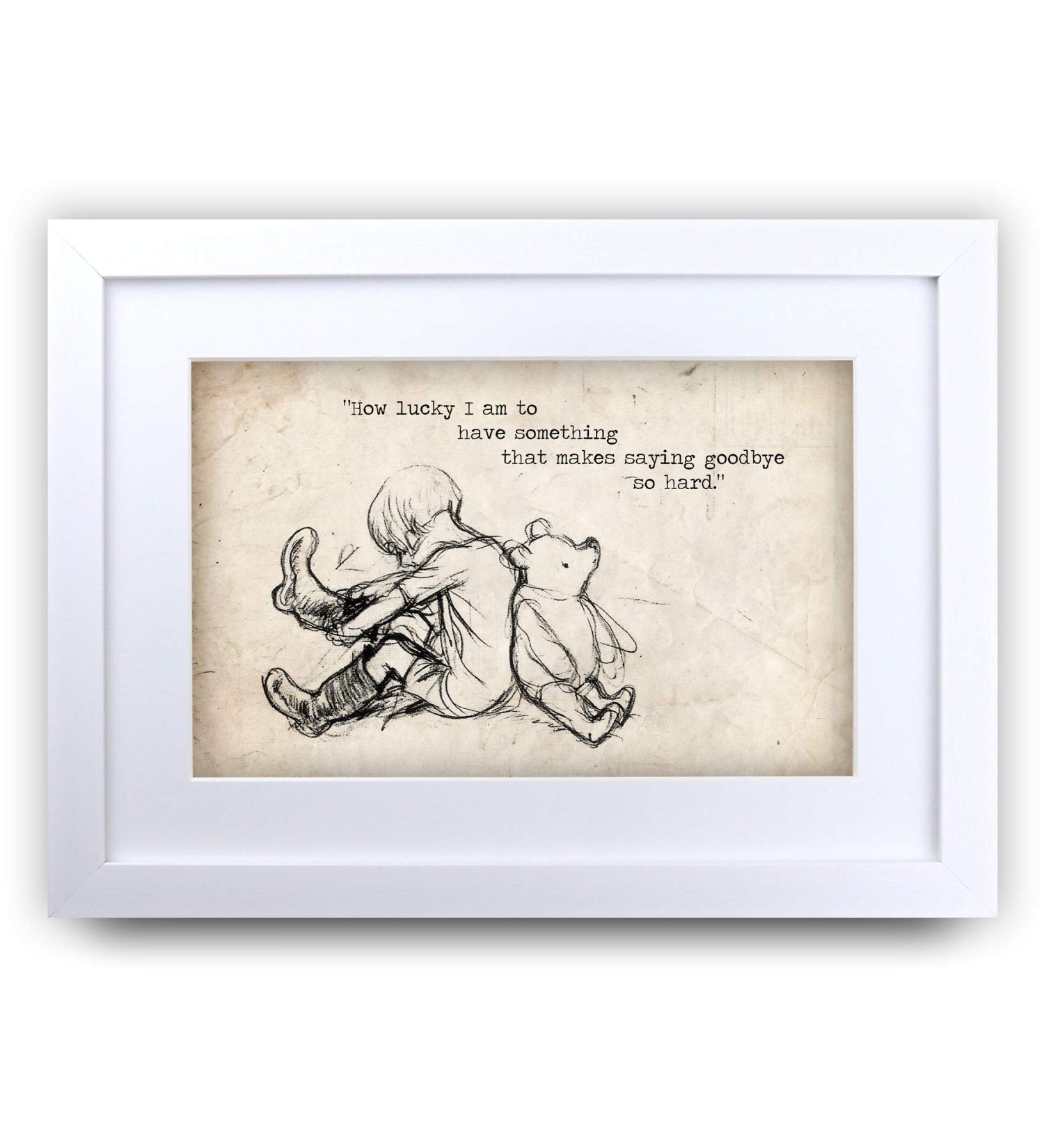 HWC Trading Winnie the Pooh How Lucky A3 Framed Printed Quote Nursery Print Baby Shower Room Gifts New Born Bedroom Gift Print Photo Picture Display
