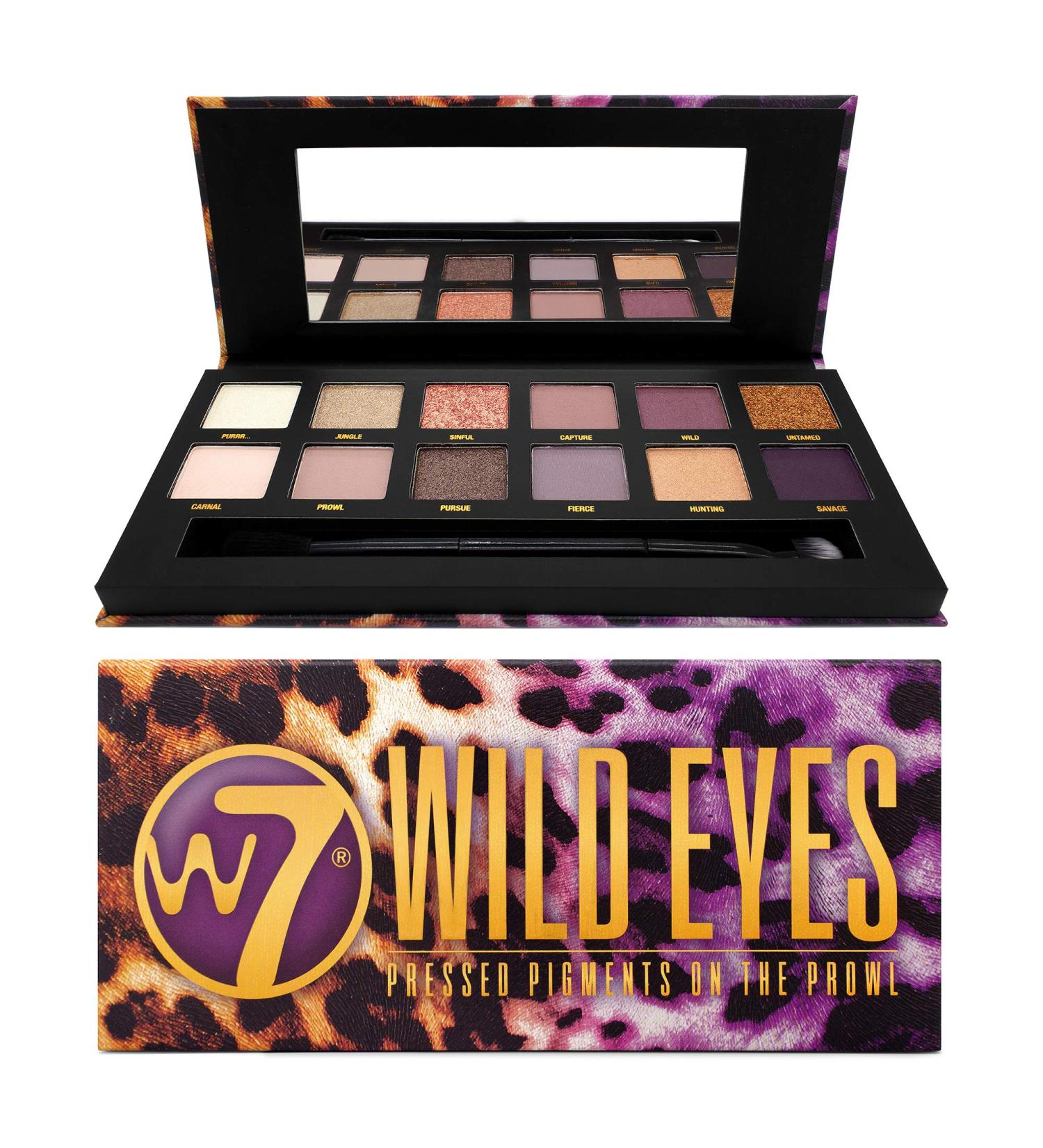 W7 Wild Eyes Judged Pigment Palette - Vegan Cosmetics | Soft Purple Nudes Pink & Gold Shades | Matt Shimmer & Glitter Finish | International Shipping Available - Buy Online on GoSupps.com