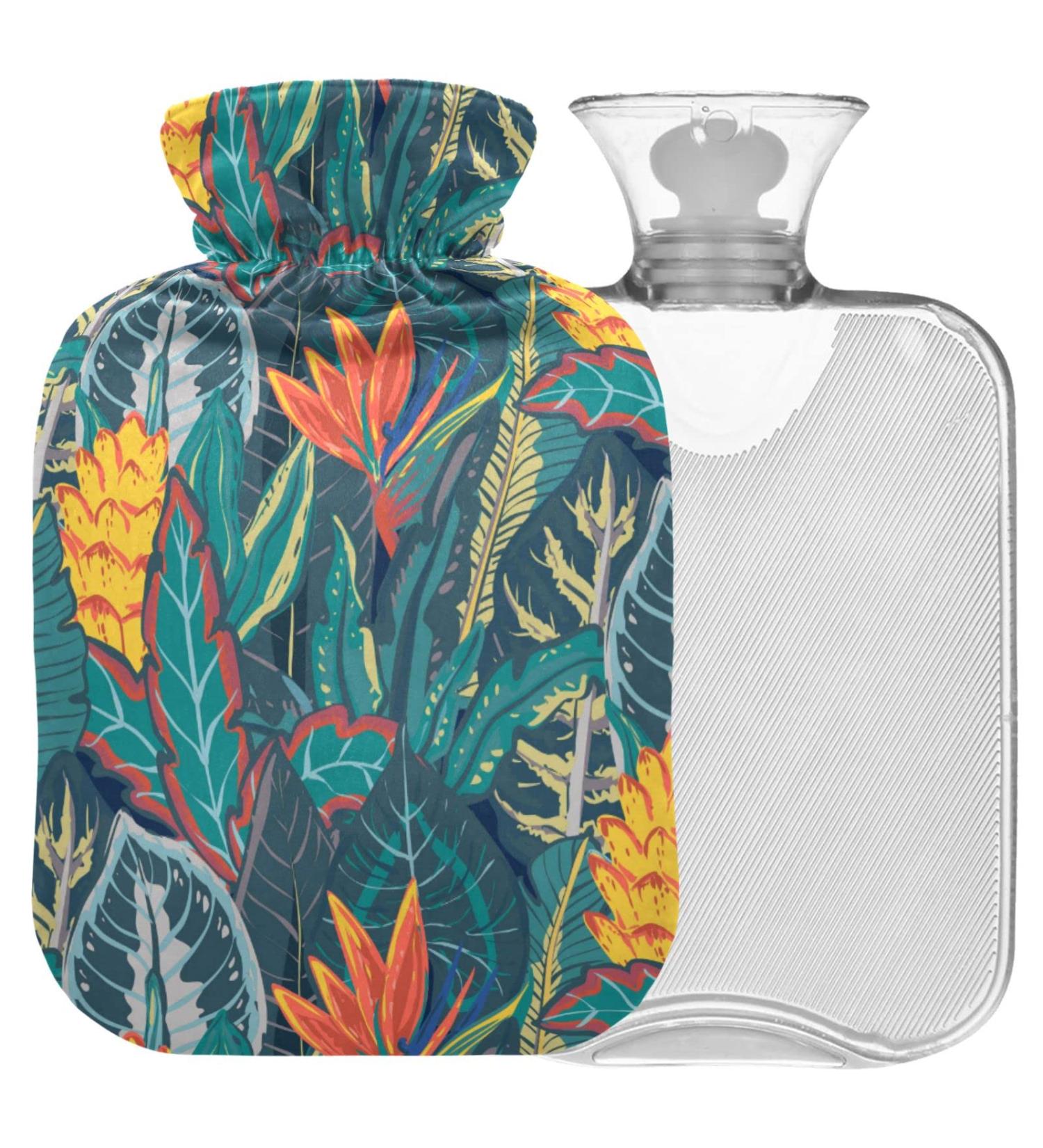 NAANLE Jungle Plants Hot Water Bottle 2L | Transparent Lid for Menstrual Cramps & Pain Relief | Hand & Foot Heat Therapy - Buy Online on GoSupps.com
