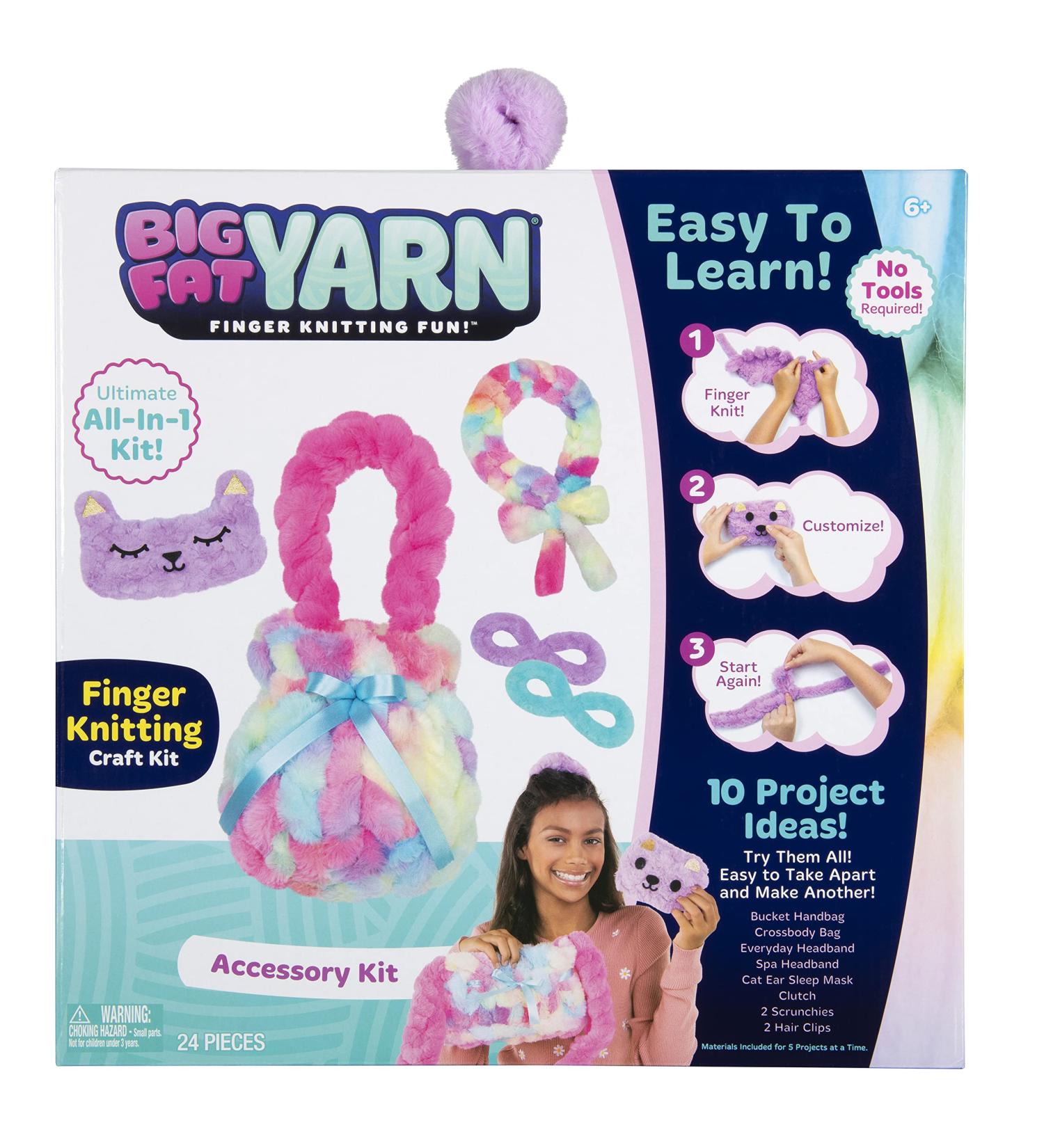 Big Fat Yarn Accessory Kit for Finger Knitting Fun - Ultimate DIY Knitting Kit for Beginners - Arts and Crafts for Kids, Teens, Tweens, and Adults - 10 Project Ideas Included - Ages 6 - Buy Online on GoSupps.com