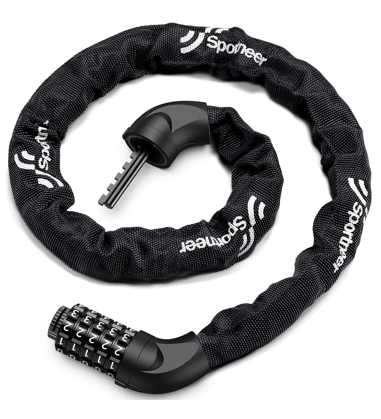 Sportneer Bike Chain Lock Heavy Duty 5-Digit Resettable Combination for Bikes, Bicycles, Scooters - Anti-Theft Security for Door, Gate, Fence - 3.6ft Black - Buy Online on GoSupps.com