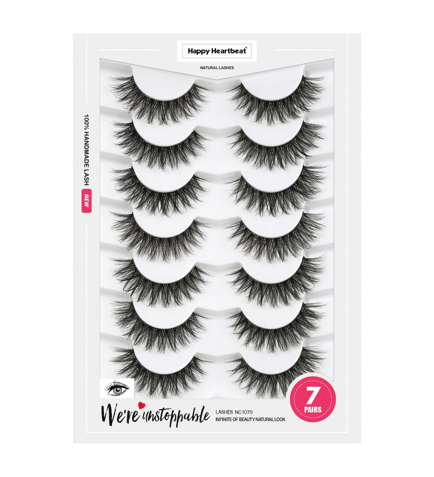3D Clear Band Cat Eye False Eyelashes - Natural Look Wispy & Soft 7 Pairs Reusable - Happy Heartbeat (No.203) - Buy Online on GoSupps.com