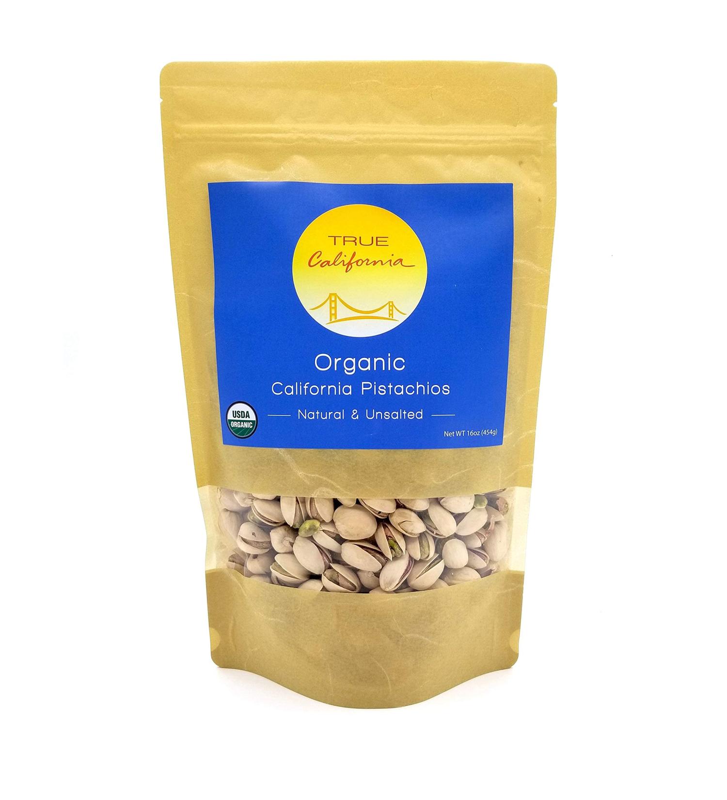 True California Organic Raw Pistachios (1 LB) - In-Shell, No Salt, No Roast - Healthy Vegan Snacks, Gluten-Free - Natural Pantry Staples - Buy Online on GoSupps.com