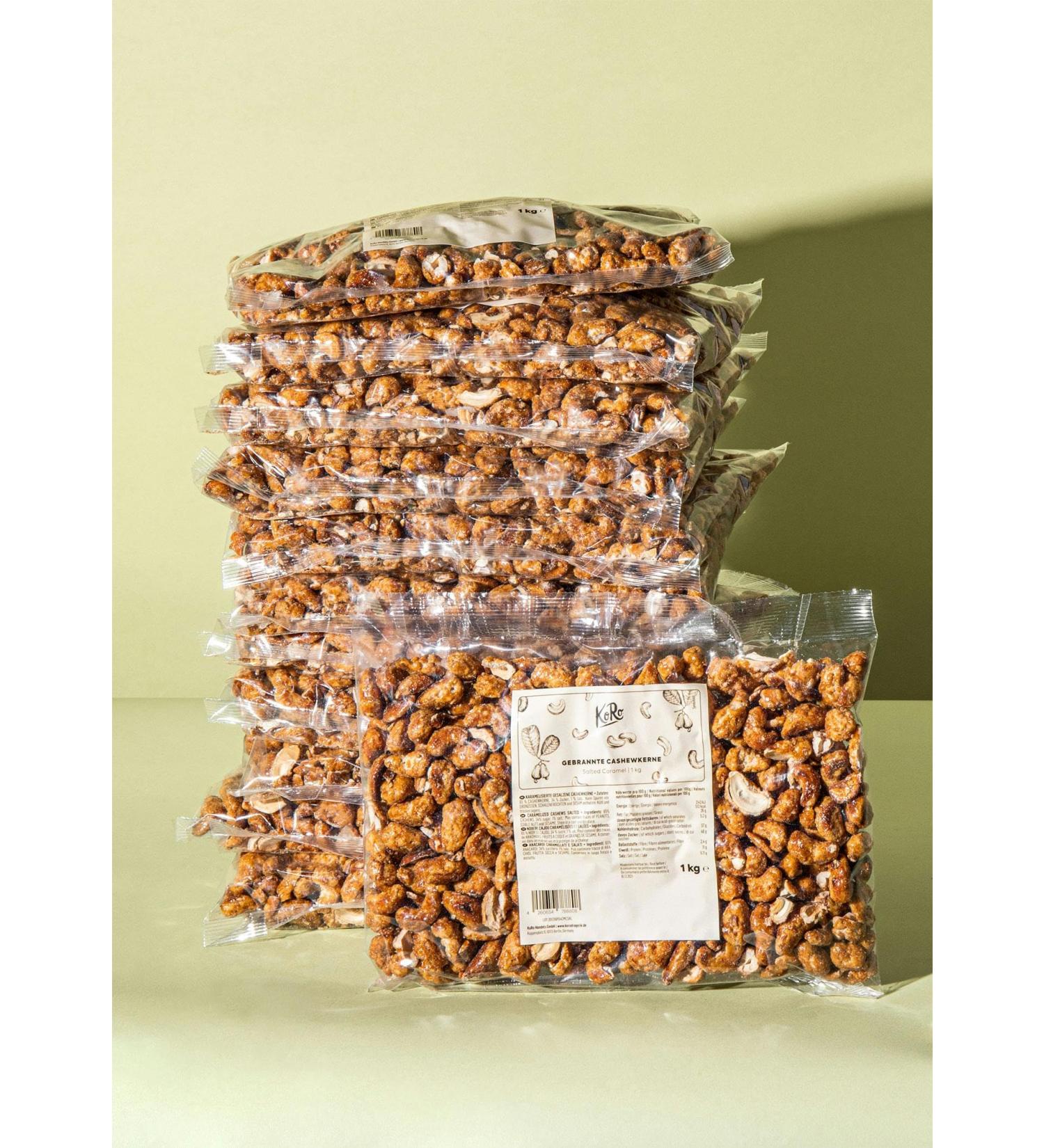 KoRo - Roasted Cashews Coated with Salted Caramel 12 x 1 kg - Tender whole cashews - Delicate salted caramel flavour - Convenient and value packaging - Buy Online on GoSupps.com