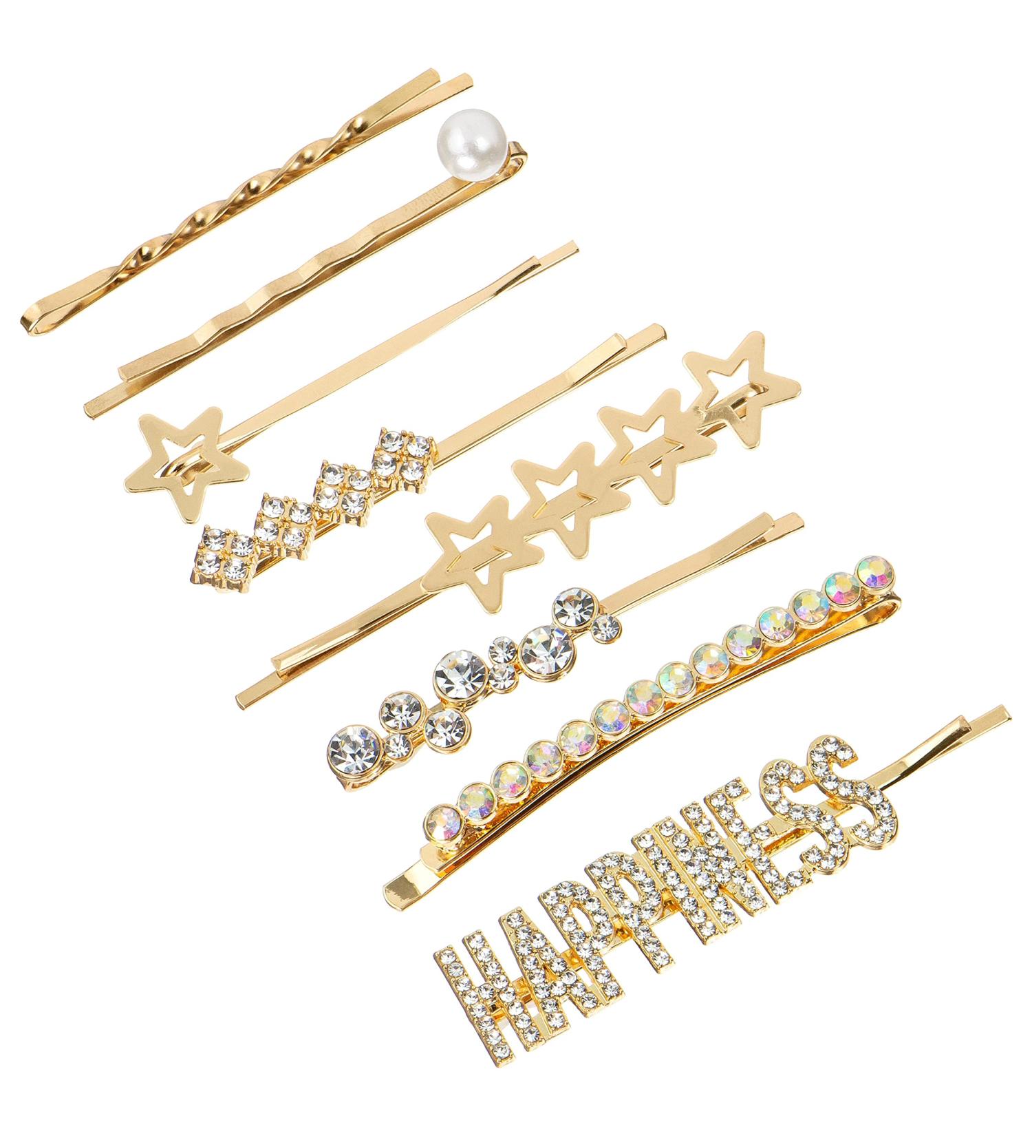 Must-Have-Beauty Decorative Hair Clip Set - Bridal Hair Accessories (8 PC HAPPINESS STARS & RHINESTONE) - Buy Online on GoSupps.com