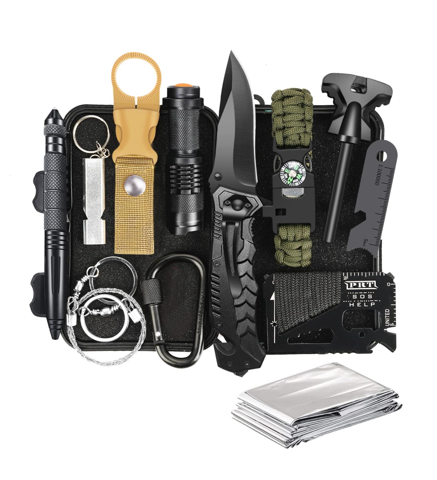 Survival Kit for Men - Emergency Gear & Equipment, Hunting, Fishing, Camping Accessories - Birthday Gift for Husband, Dad, Boyfriend - 14 in 1 Cool Gadget - Buy Online on GoSupps.com