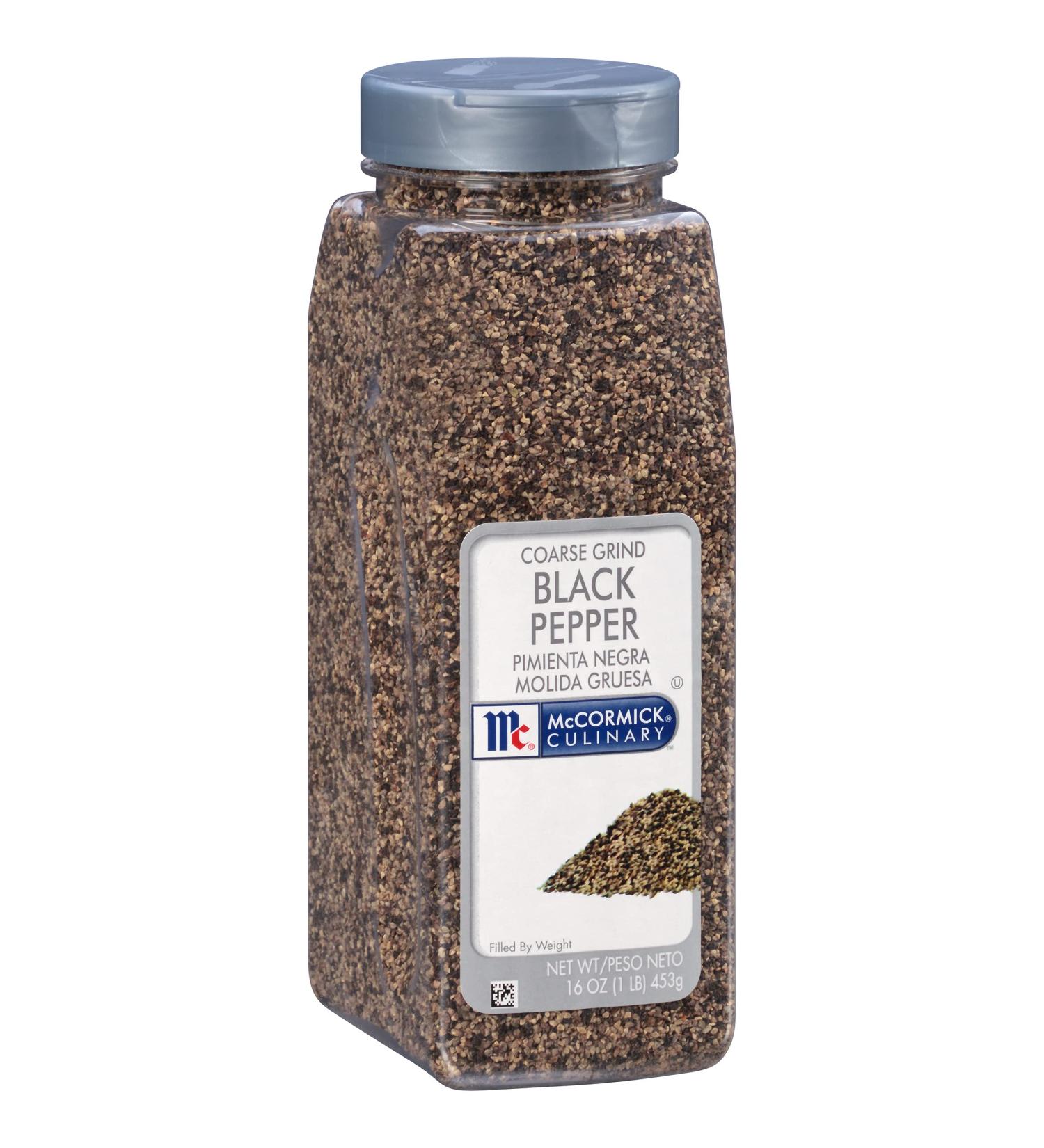 McCormick Culinary Coarse Grind Black Pepper 16 oz - Sharp Woody Flavor for Chefs - Grilling and Cooking - 1 Pound Container - Buy Online on GoSupps.com