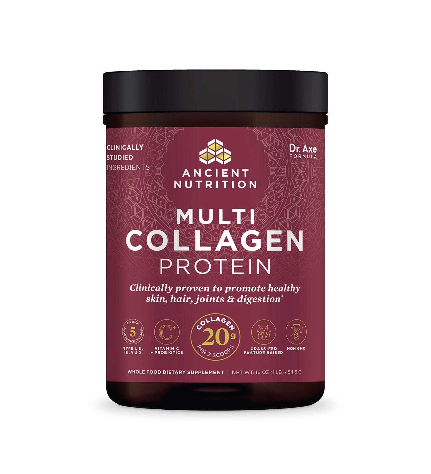 Buy Dr. Axe Ancient Nutrition Multi Collagen Protein 1 lb - Supports Healthy Skin, Joints & Hair - Buy Online on GoSupps.com