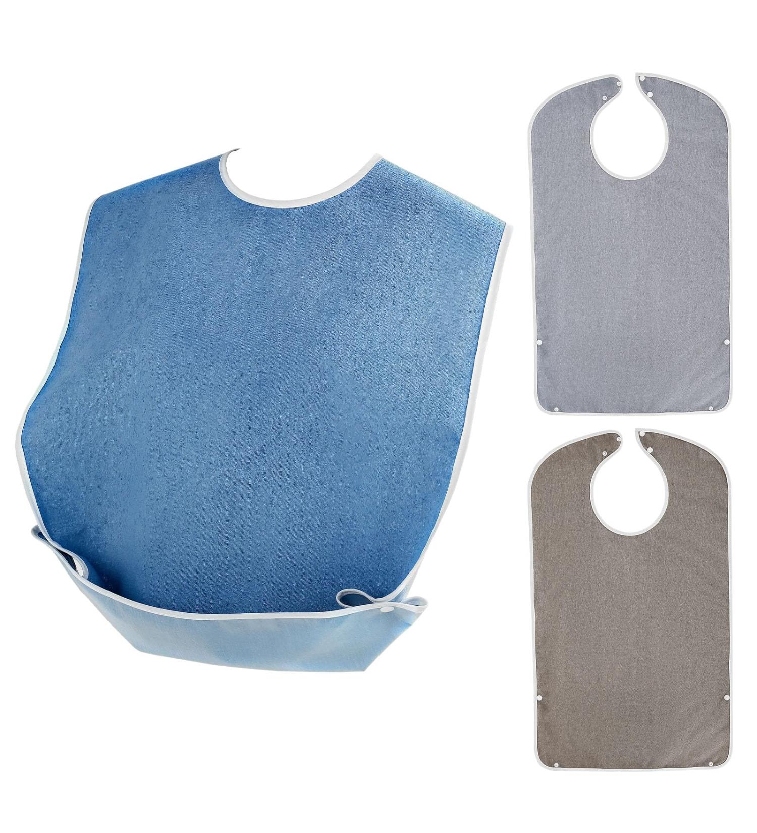 3 Pack Adult Bibs for Men Women Elderly Seniors and Disabled Waterproof Reusable Clothing Protector Adult Feeding Bibs Washable Adult Towel Bibs for Eating and Crumb Catcher - Buy Online on GoSupps.com