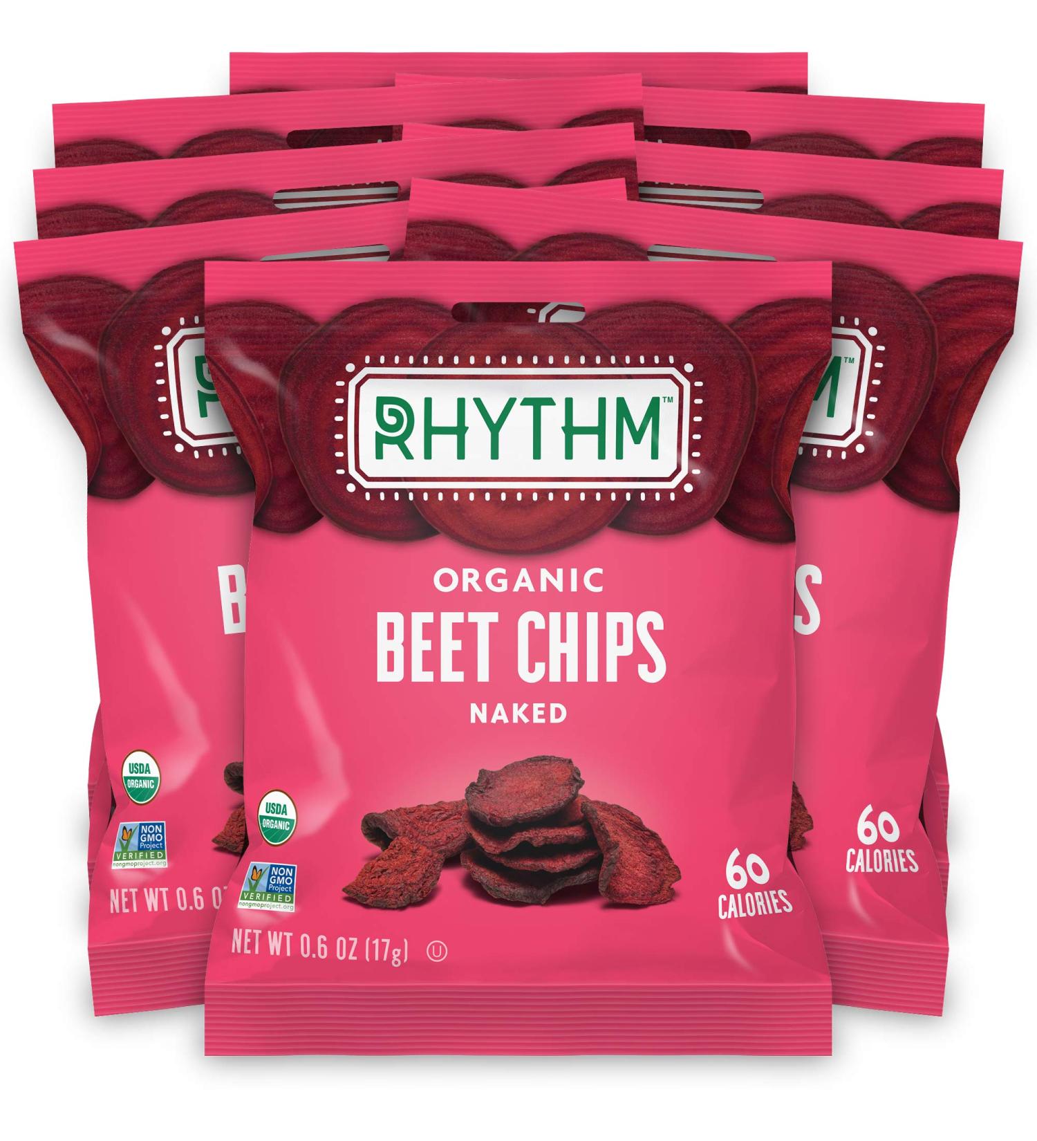 Organic Rhythm Superfoods Beet Chips - Naked, Vegan, Gluten-Free Snacks - 0.6 oz (Pack of 8) - Buy Online on GoSupps.com