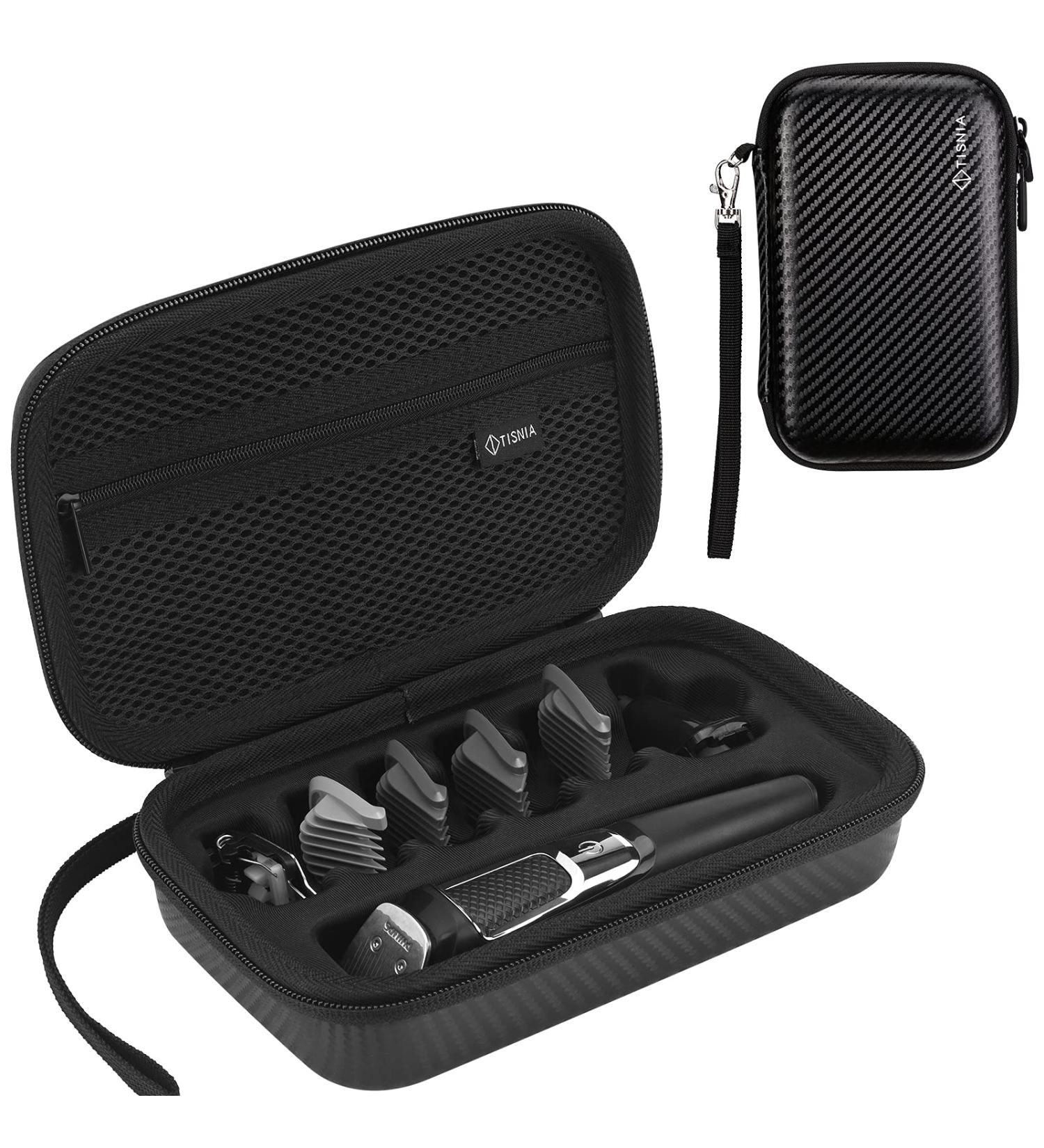 Black Texture Tisnia Trimmer Case for Philips Norelco MG3750 Series 3000 Men's Grooming Kit - Fits Hair Trimmer, Beard Trimmer, Hair Clipper & Attachments - Buy Online on GoSupps.com