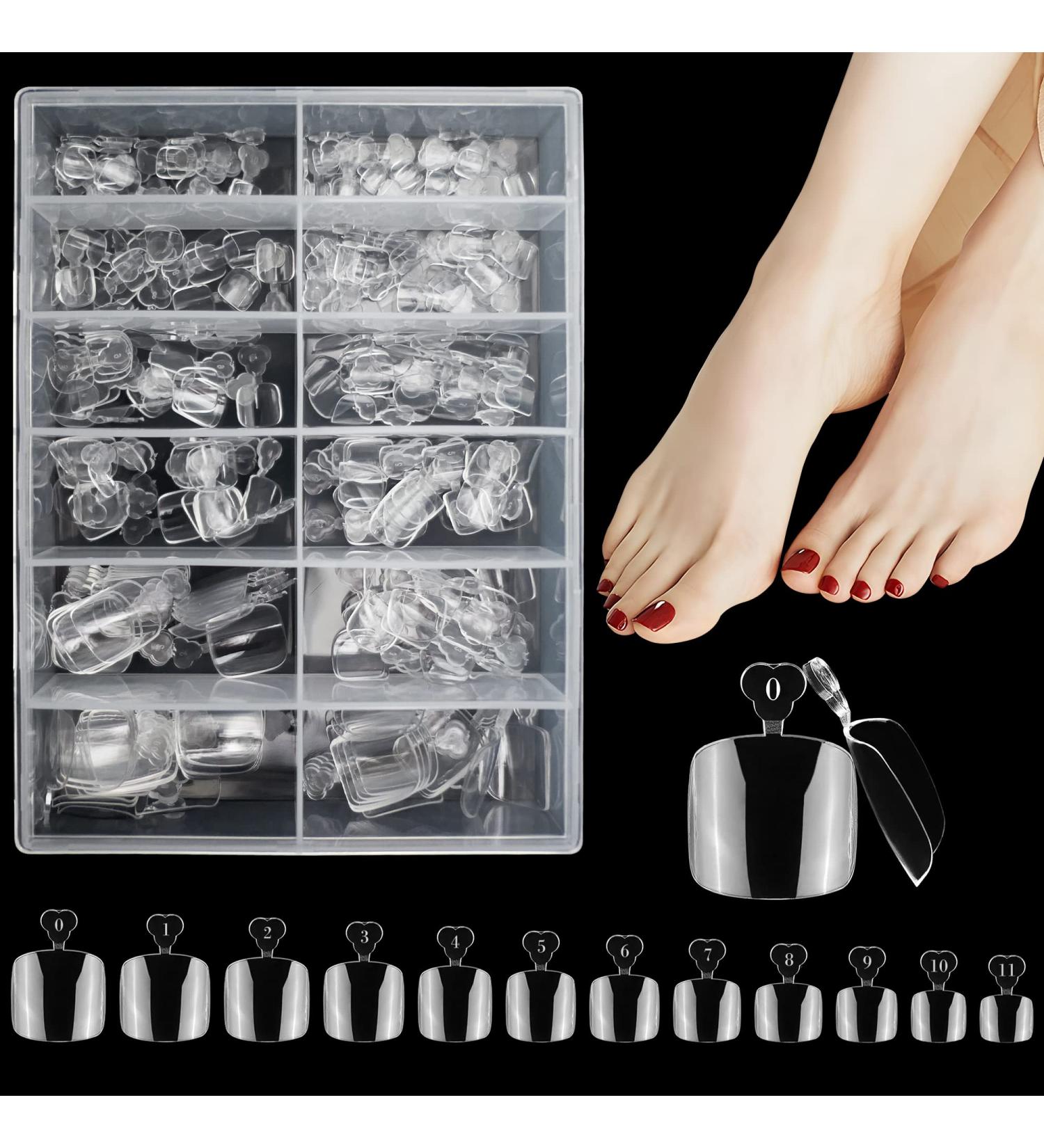 AddFavor 240pcs Clear Short Square Toe Nail Tips - Full Cover Soft Gel X Toenail Tips for Salon & Home Pedicure - Buy Online on GoSupps.com