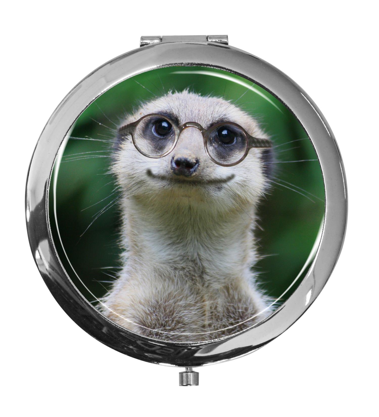 Funny Meerkat Chrome-Plated Metal Pocket Mirror | International Shipping Available - Buy Online on GoSupps.com