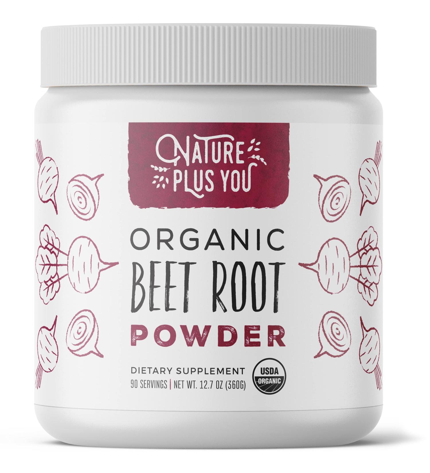 Nature Plus You Organic Beet Root Powder - Nitric Oxide Booster for Circulation & Stamina | USDA Organic, Vegan Superfood Powder - 90 Servings - Buy Online on GoSupps.com