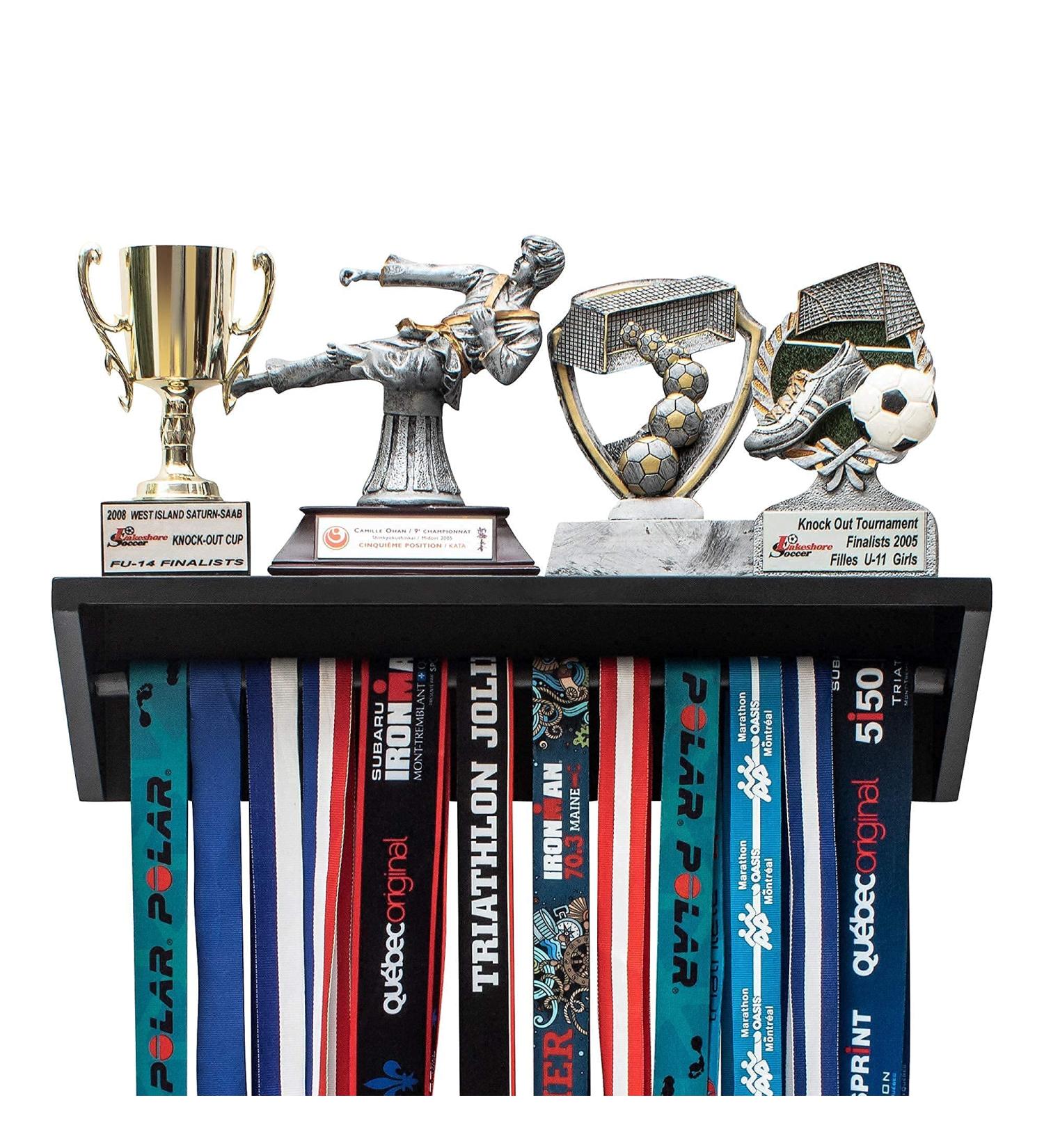 Paisa Home - Medal Hanger & Trophy Shelf | Black Medal Display Rack with Shelf - Buy Online on GoSupps.com