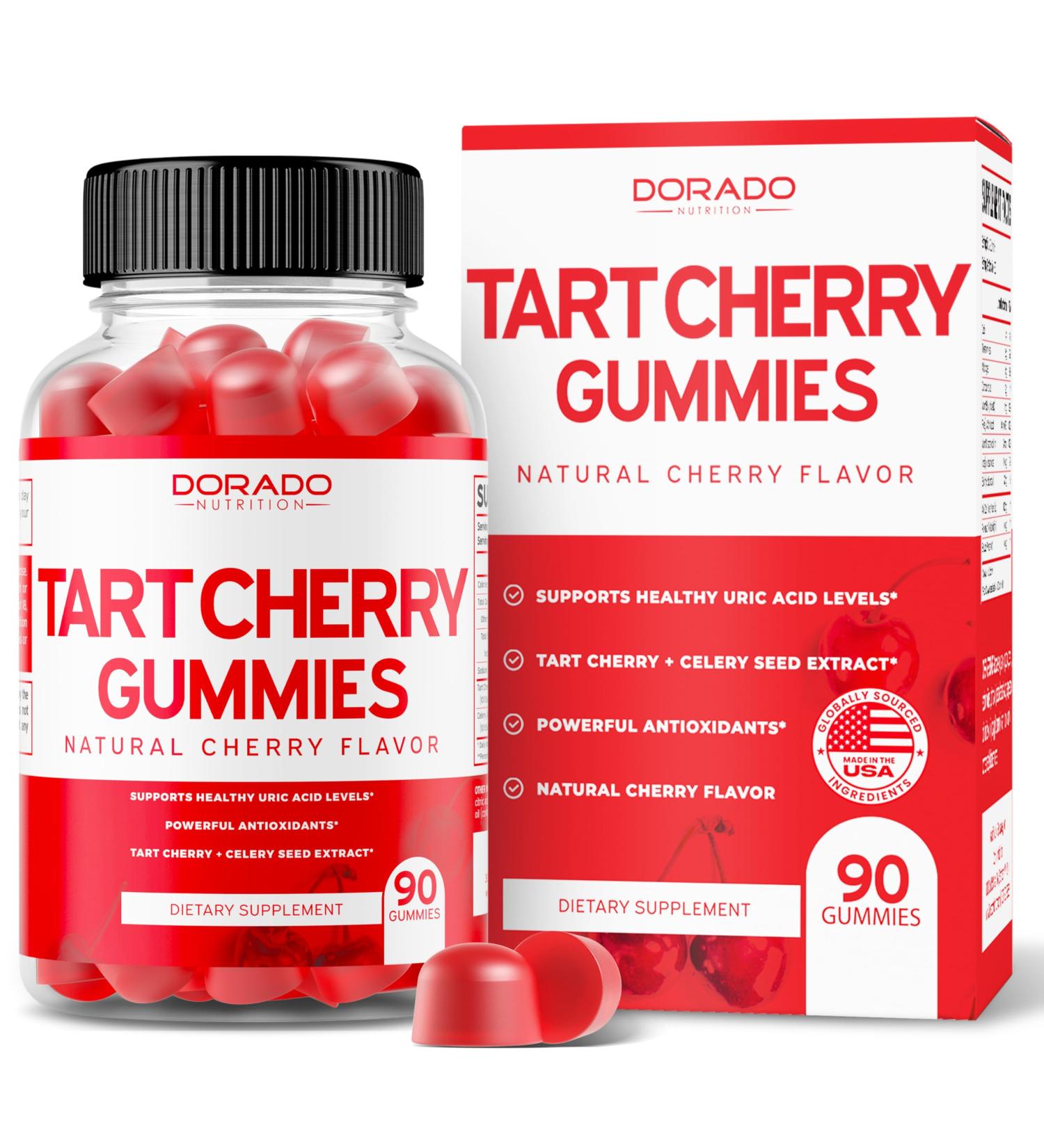Tart Cherry Gummies for Uric Acid Support | 2400mg Antioxidant Non-GMO & Gluten-Free | Delicious Cherry Flavor | 90 Gummies - Buy Online on GoSupps.com