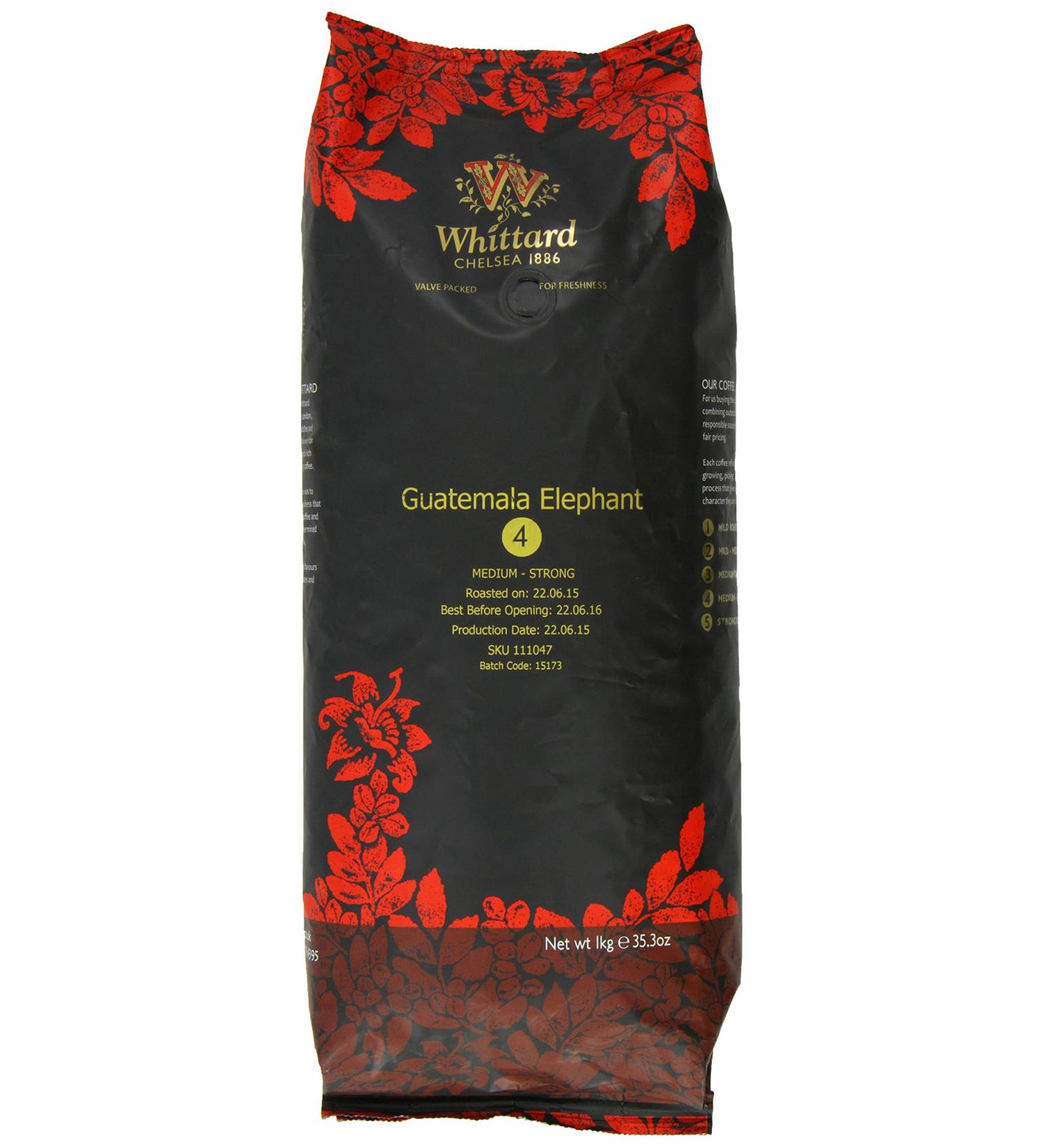 Whittard of Chelsea Loose Coffee Beans Guatemala Elephant 1 kg - Buy Online on GoSupps.com