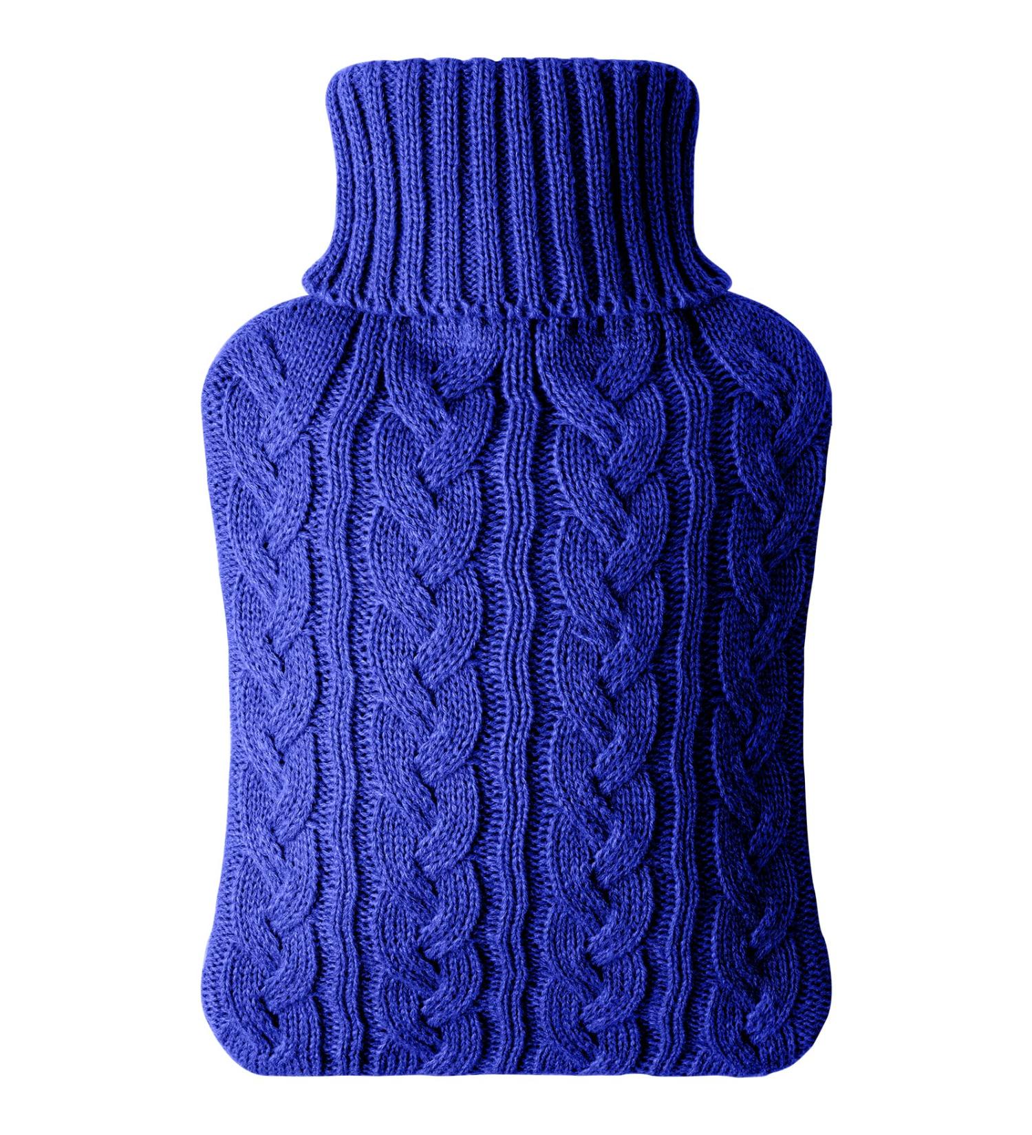 Vicloon 2L Hot Water Bottle with Knitted Cover - Hot & Cold Compress for Pain Relief - Hand & Feet Warmer - Safe & Durable - Dark Blue - Buy Online on GoSupps.com
