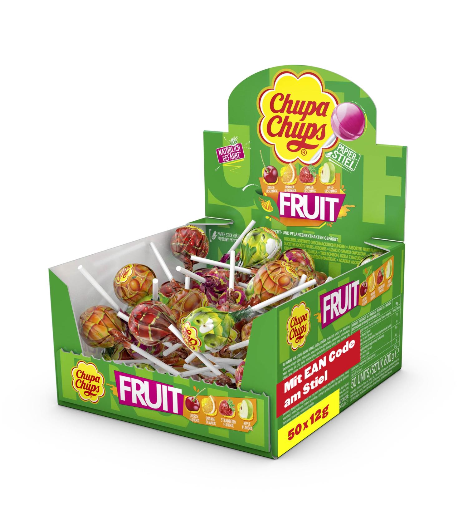 Buy Chupa Chups Fruit Lollipops - 50 Count Box | Apple Strawberry Orange & Cherry - International Shipping Available - Buy Online on GoSupps.com