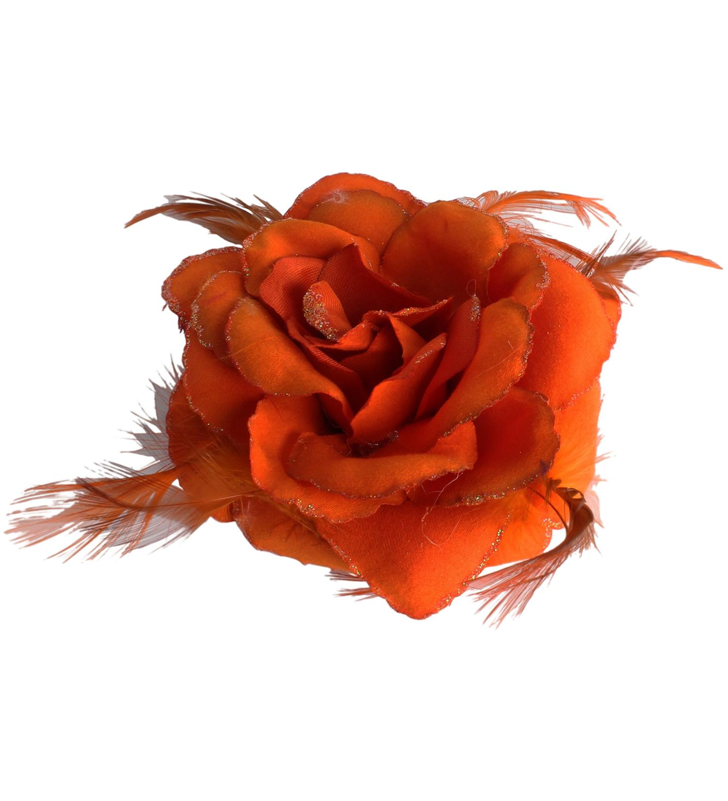 Orange Rose Hair Clip Large Rose Fascinator Flower Hair Clip Orange Hair Accessories Clips Elastic Wedding Hair Flower 1pc