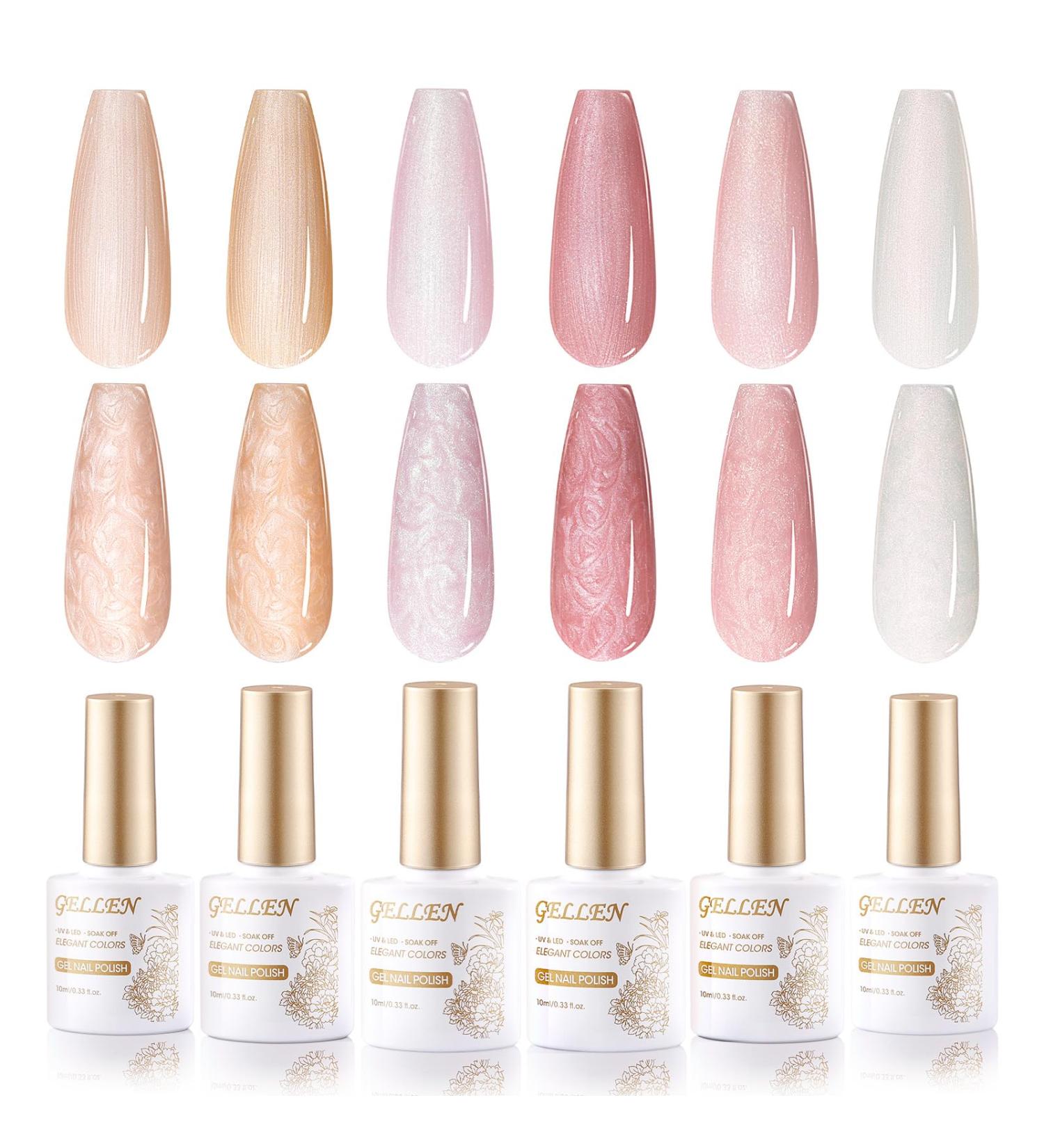 Gellen Pearl Gel Nail Polish Set - 6 Pearlescent Shell Colors | Shimmer Mermaid Gel for Salon & DIY - Buy Online on GoSupps.com