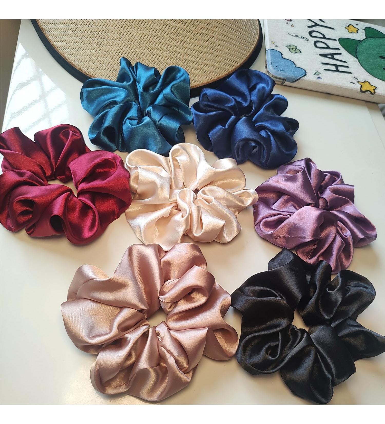 7Pcs Silk Hair Scrunchies for Women - Soft Satin Hair Ties