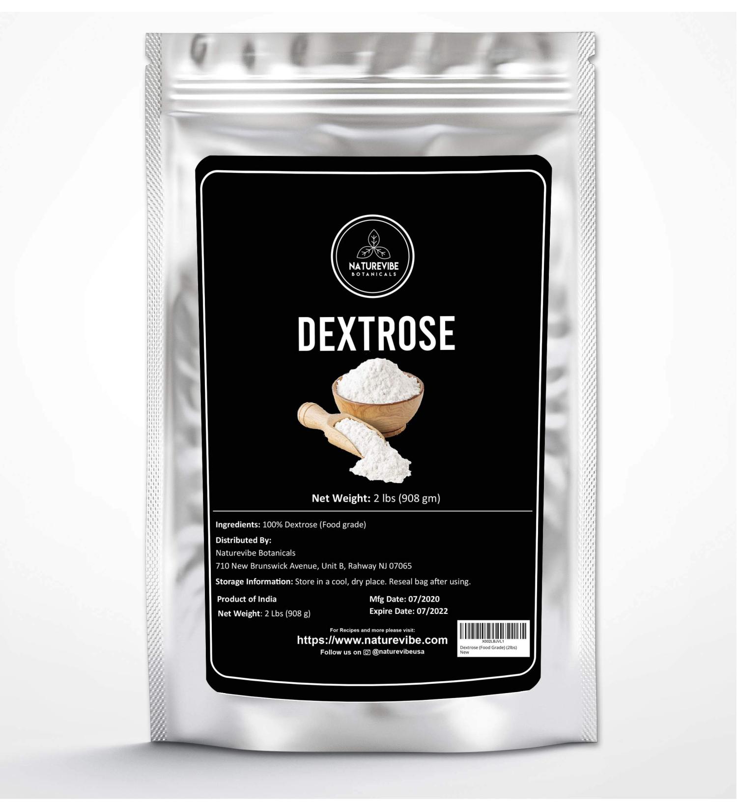 Naturevibe Botanicals Dextrose - 2 lbs | Pure Energy Source & Natural Sweetener - Buy Online on GoSupps.com