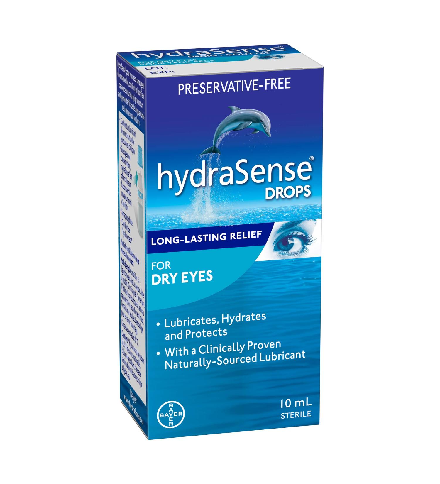 hydraSense Eye Drops For Dry Eyes Fast and Long-Lasting Relief Preservative Free Naturally Sourced Lubricant 10 mL - Buy Online on GoSupps.com