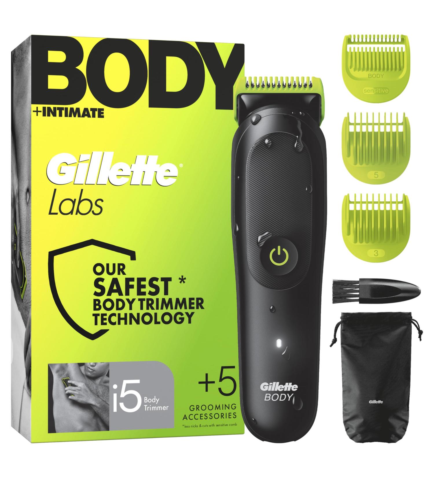 Gillette Labs Body + Intimate Tondeuse Homme i5 Tondeuse Corps Et Zone Intime Etanche Dot e De La Technologie SkinFirst Coffret Homme Avec 3 Sabots Dont Un Pour Peau Sensible - Buy Online on GoSupps.com