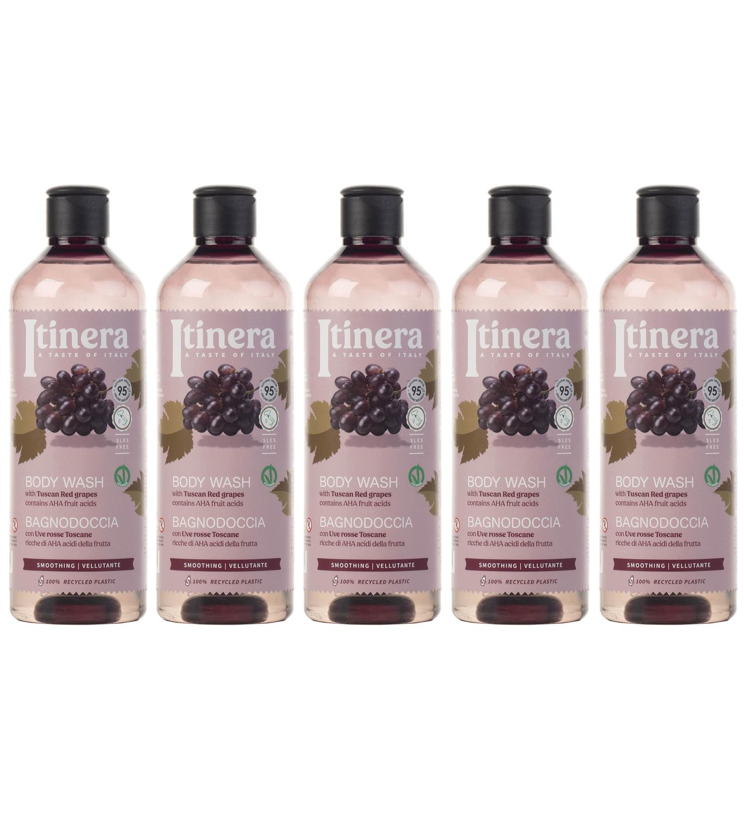  sarcia.eu ITINERA - Smoothing Body Wash with Tuscan Red Grapes 95% natural ingredients 370 ml 5 pieces - Buy Online on GoSupps.com