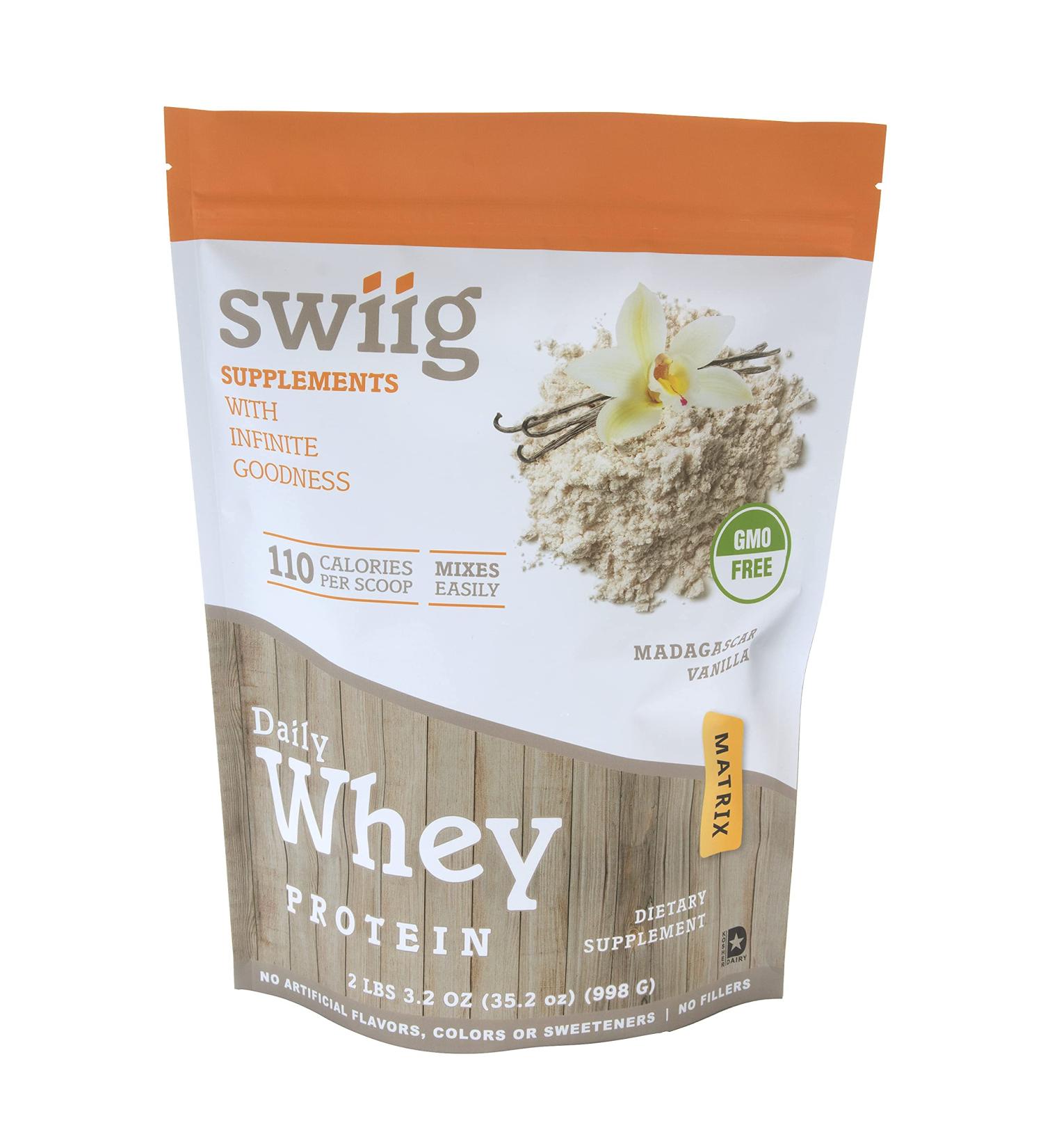 swiig Daily Whey Matrix Protein Powder - Madagascar Vanilla - 2.2 Pound Bag - Dietary Supplement with No Artificial Flavors, Colors, Sweeteners, or Fillers - Buy Online on GoSupps.com