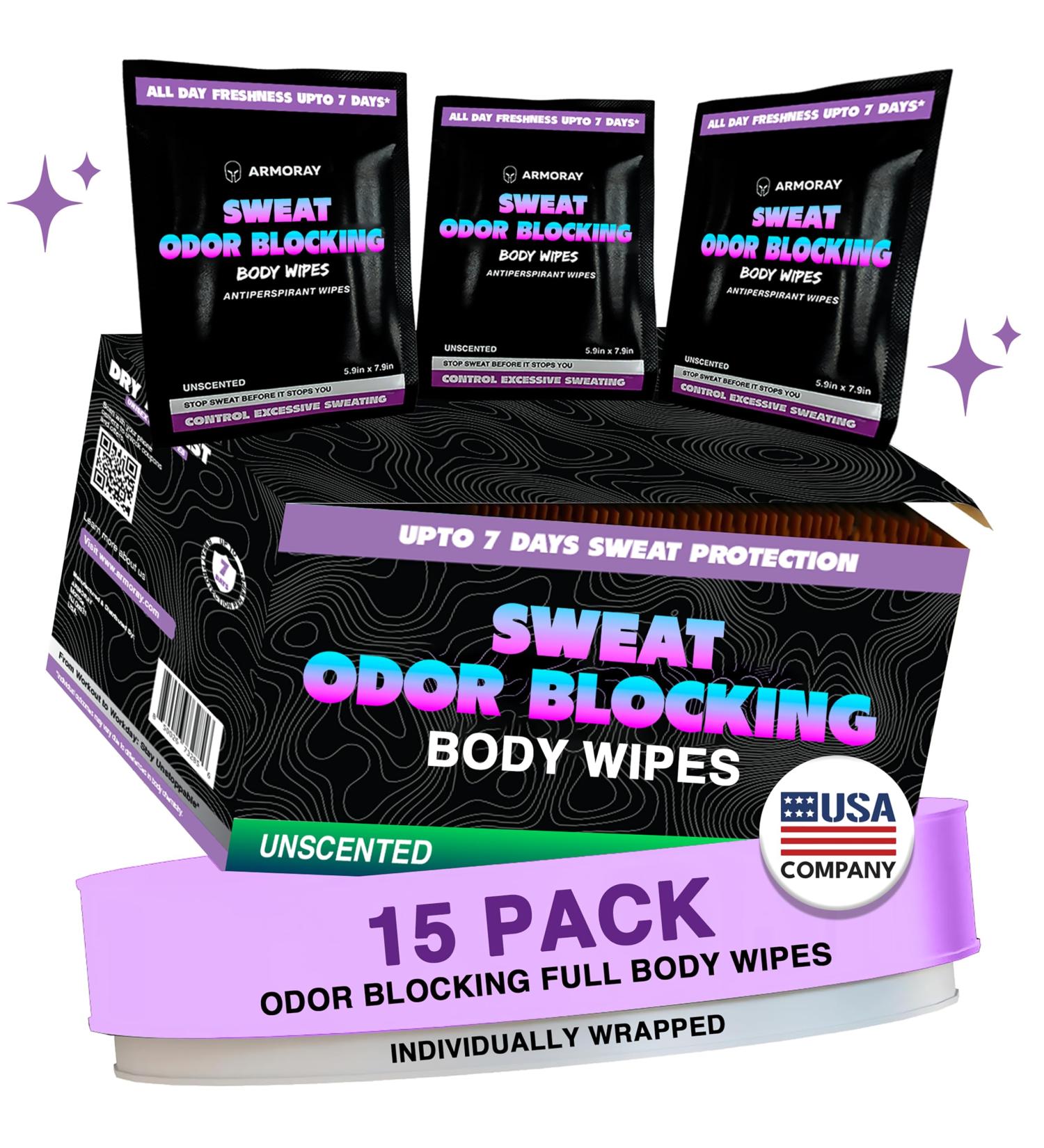 Armoray Dry At Last Body Antiperspirant Wipes - Individually Wrapped Wipes - Deodorant Wipes Women for Sweat Protection - Hyperhidrosis Anti Perspirant Women & Men - 15 Wipes for Anti Sweating Hands - Buy Online on GoSupps.com