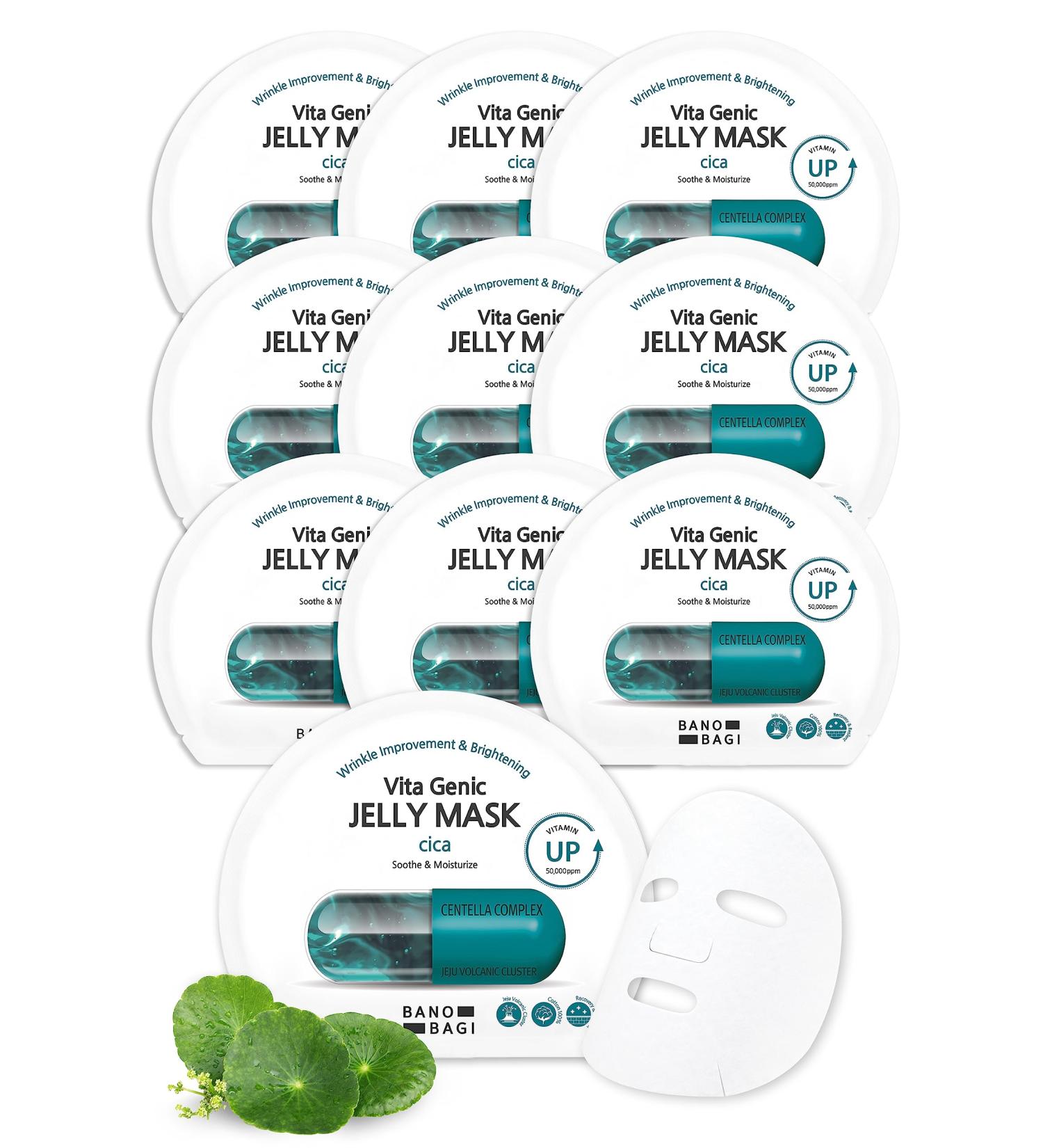 BANOBAGI Vita Genic Jelly Cica Face Masks Beauty w/Essence & 11 Vitamin Complex | Korean Face Mask Skin Care Sheet | Moisturizing Face Mask Facial Care for All Skin Types (1.8 fl oz 10 Sheets) - Buy Online on GoSupps.com