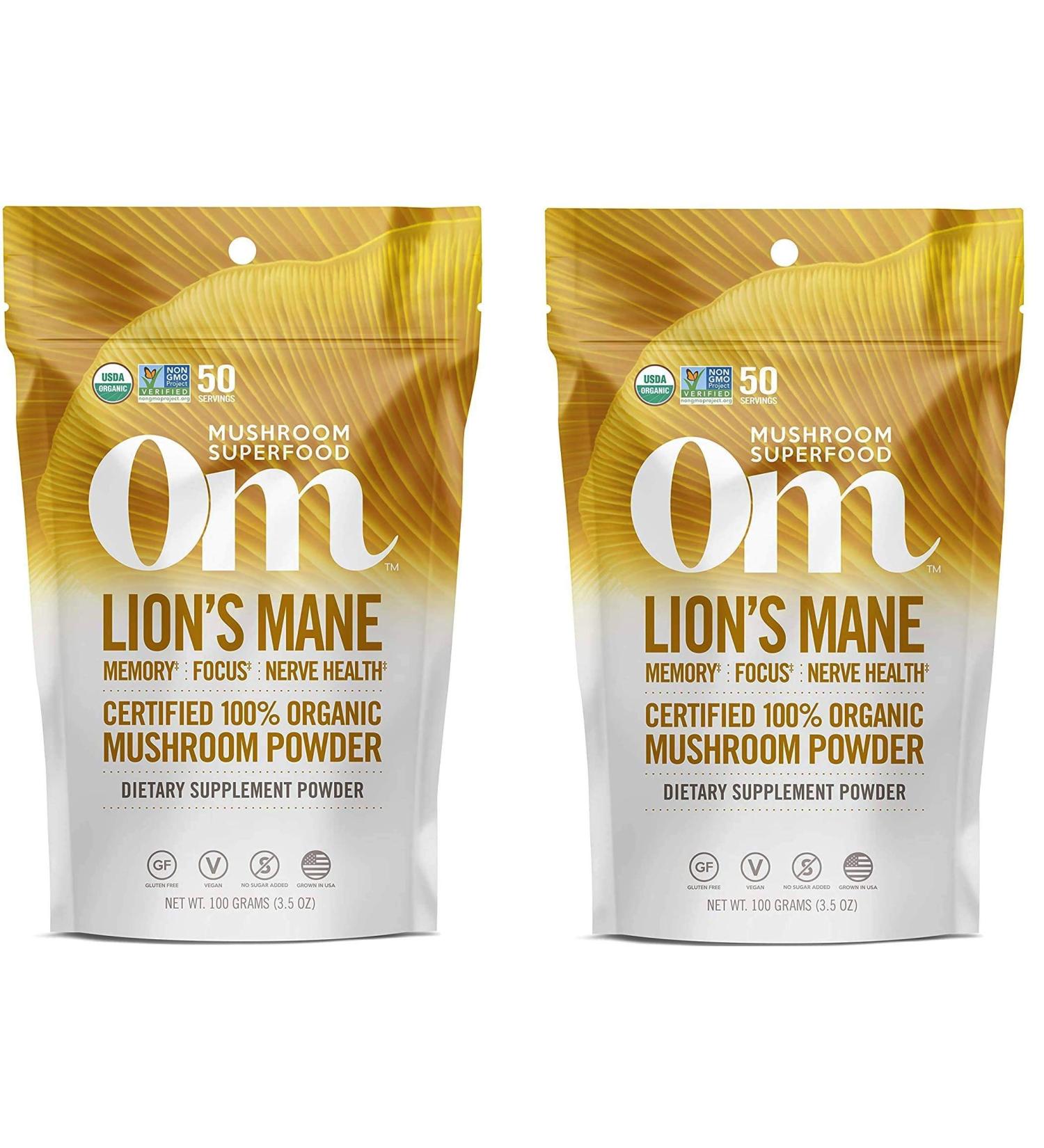 Om Organic Mushroom Superfood Powder Lions Mane 3.5 Ounce (50 Servings) ( wo ack) - Buy Online on GoSupps.com