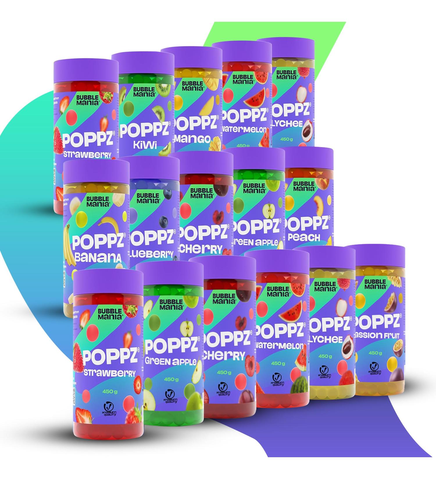 Buy Bubble Mania Popping Boba Pearl Fruit Mix - Vegan Gluten-Free Tapioca Beads for Bubble Tea | 16 Pack Value Bundle - Buy Online on GoSupps.com