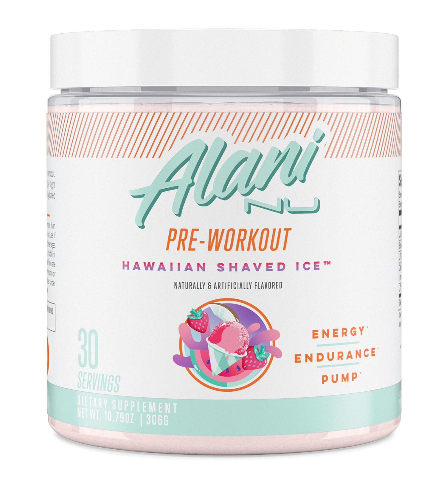 Alani Nu Hawaiian Shaved Ice Pre Workout Powder | Energy & Endurance Supplement with 200mg Caffeine & Amino Acids for Pump | Sugar Free Formula | 30 Servings - Buy Online on GoSupps.com