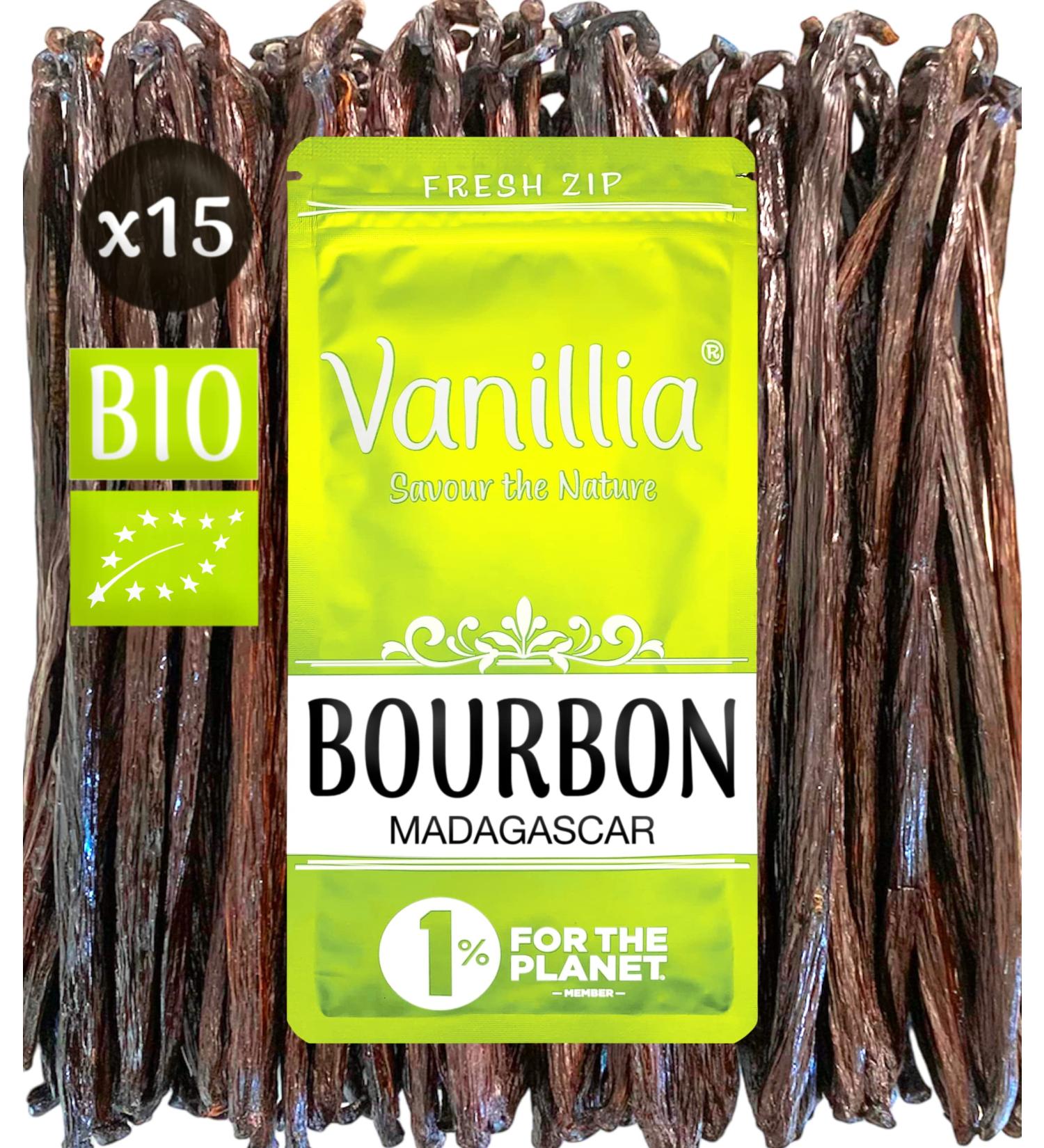 Organic Grade A1 Madagascar Vanilla Beans 2023 - 15 Pods, 6-7 inches - Fresh ZIP Bag - Grand Cru Quality - Buy Online on GoSupps.com