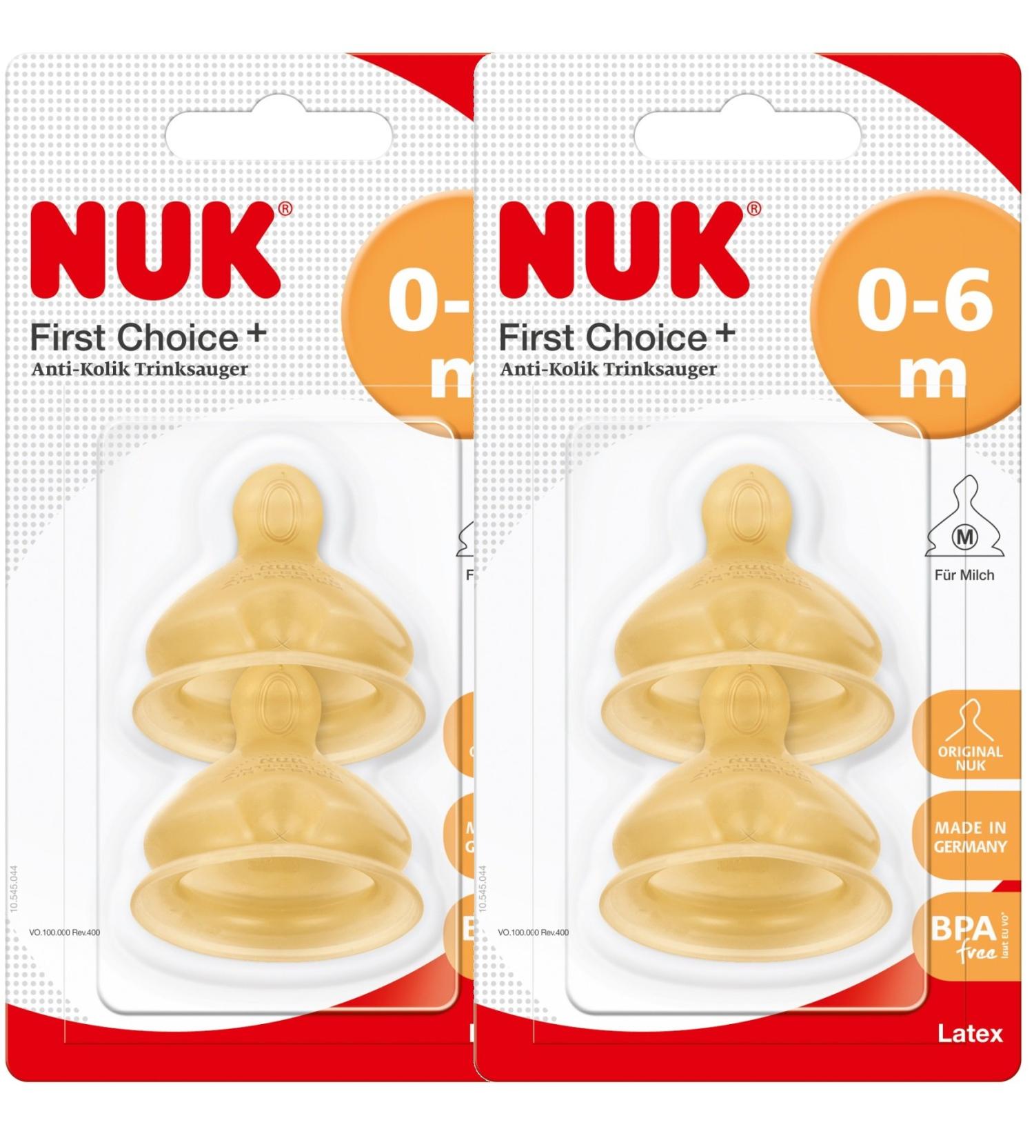 Nuk 10120014 Latex teat First Choice+ size 1 (0-6 months) M pack of 2 (2 x 2-pack blisters)