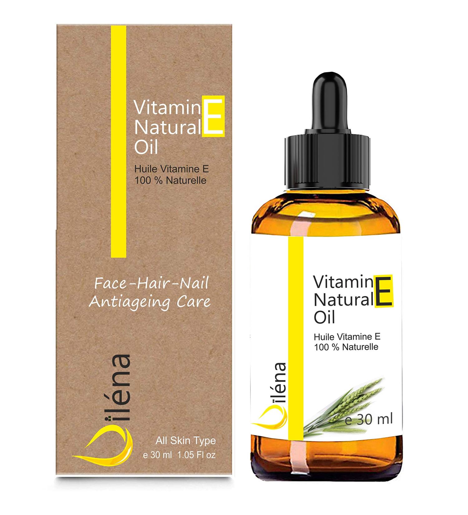  O l na 100% Natural Vegan Vitamin E Oil | Anti-Aging Face Oil | Waterproof Makeup Remover | Repairing Moisturizer for Hands | Body and Hair Care Gold 30 ml - Buy Online on GoSupps.com